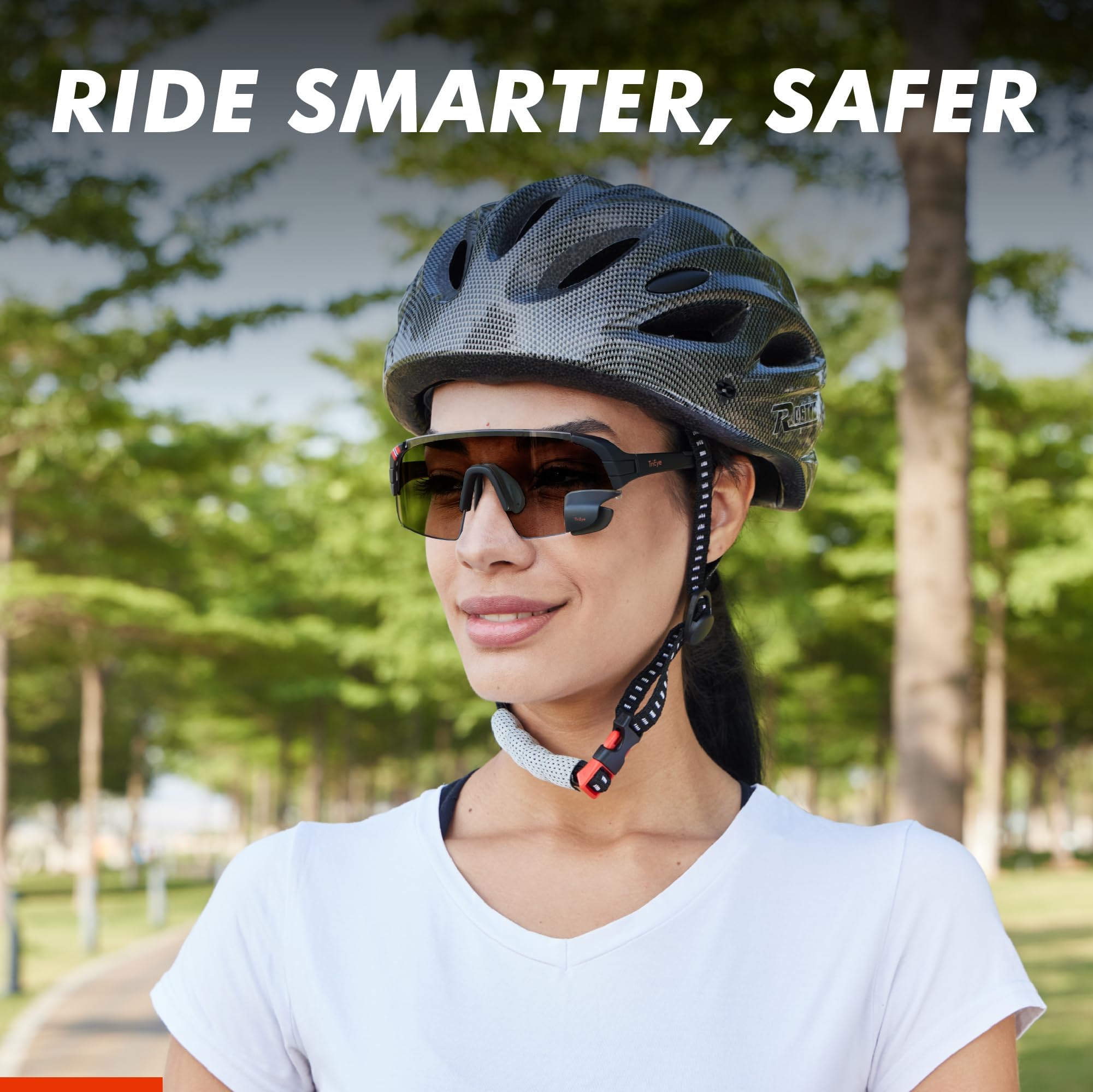 TriEye Okulary rowerowe z lusterkiem wstecznym UV400, fotochromatyczne 0-3 | Sportowe okulary przeciwsłoneczne dla kobiet i mężczyzn Lekkie okulary rowerowe z ochroną UV400 - fotochromatyczne 0-3