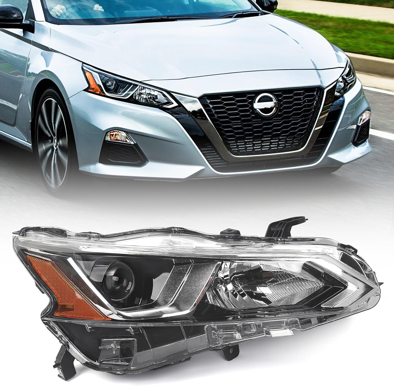 Huray Halogen Headlight Assembly Fit for Nissan Altima 2019-2022 RH Projector Headlamp w/o Bulbs OE Style Replacement for NI2503265 Right Passenger Side Halogen Model RH(Passenger Side)