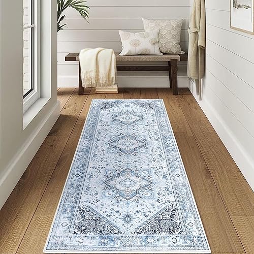 Miniatura 1 de COZYLOOM Tapete vintage de 2 x 3 pulgadas, tapete para puerta delantera, entrada, tapete pequeño con diseño floral oriental, lavable,