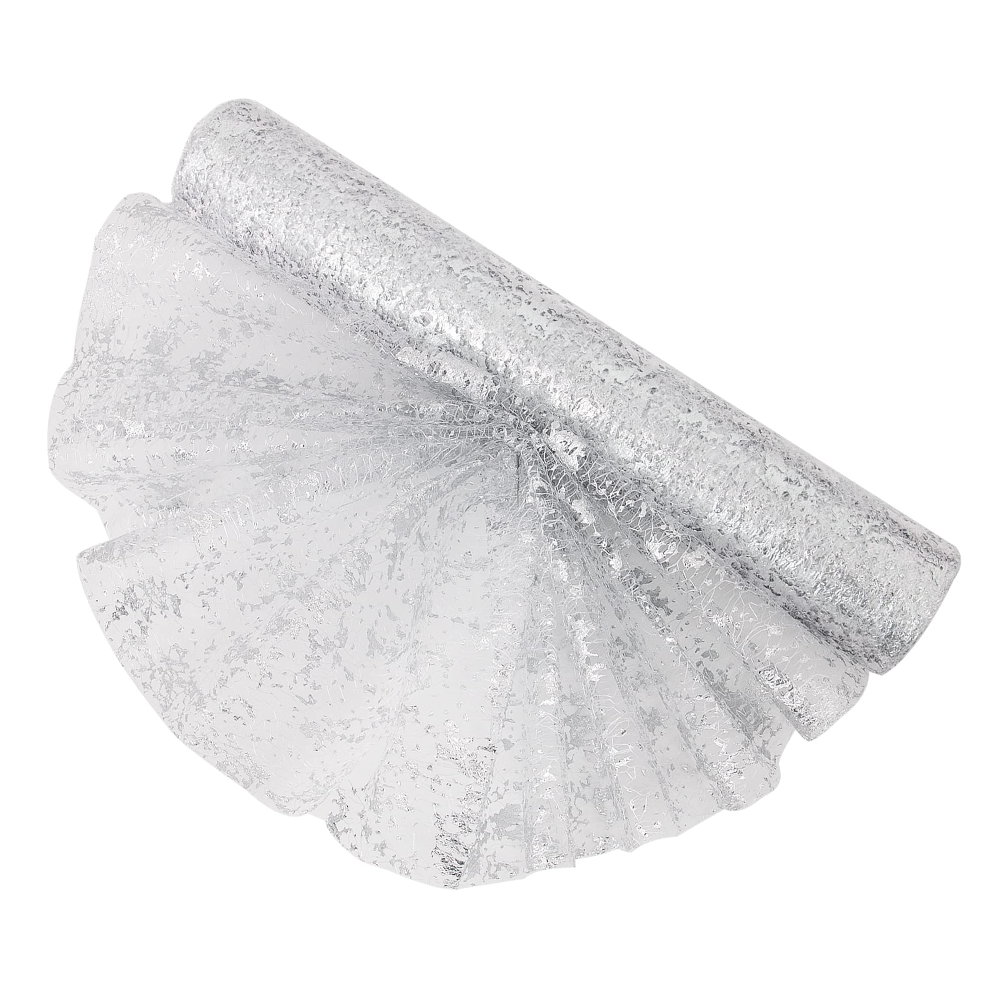 Time To Sparkle #01 Silver Table Runner With Gold Foil 29Cm X 5.5M Sparkling Tulle Roll Gift Floral Wrapping Paper Rolls Glitter Table Decoration For Holidays Wedding Parties And Everyday Decoration (Silver)