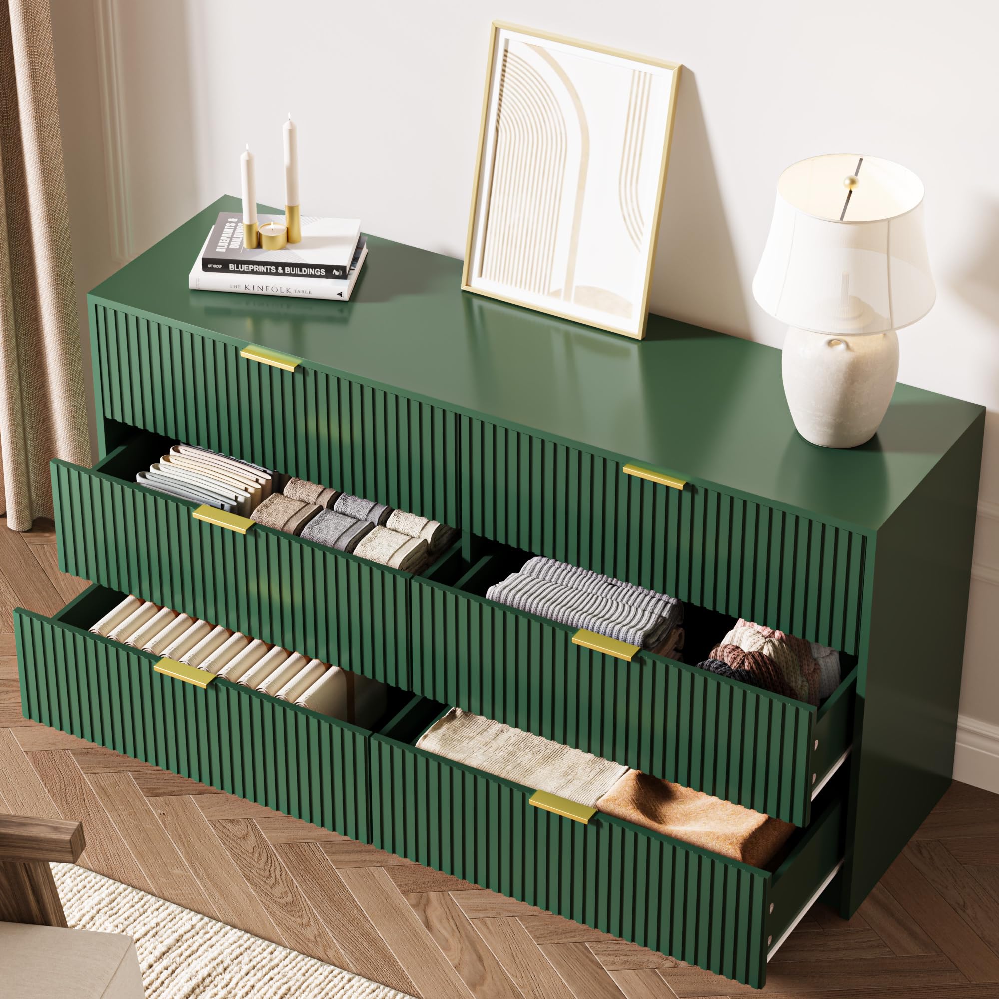 dark green and gold dresser Gideon Verde Shagreen Dresser