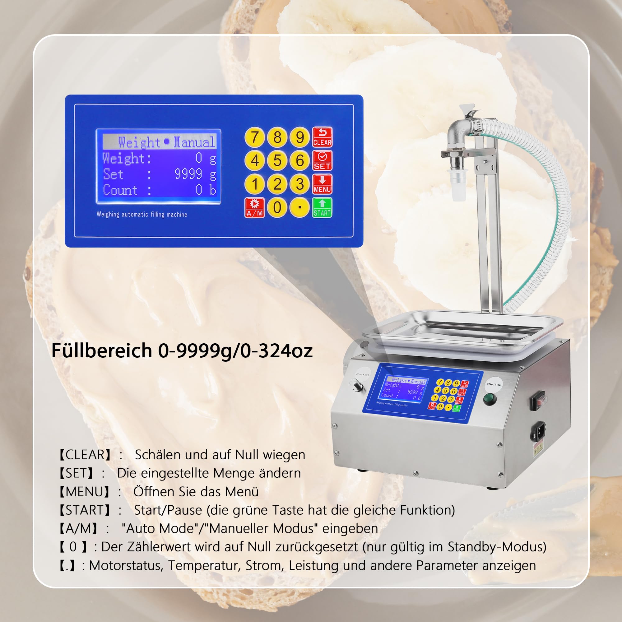 Macchina di riempimento / Macchina di riempimento automatico, macchina di riempimento per bottiglie da 10 a 10000 g, con pompa da 200 W, macchina commerciale per il riempimento di miele