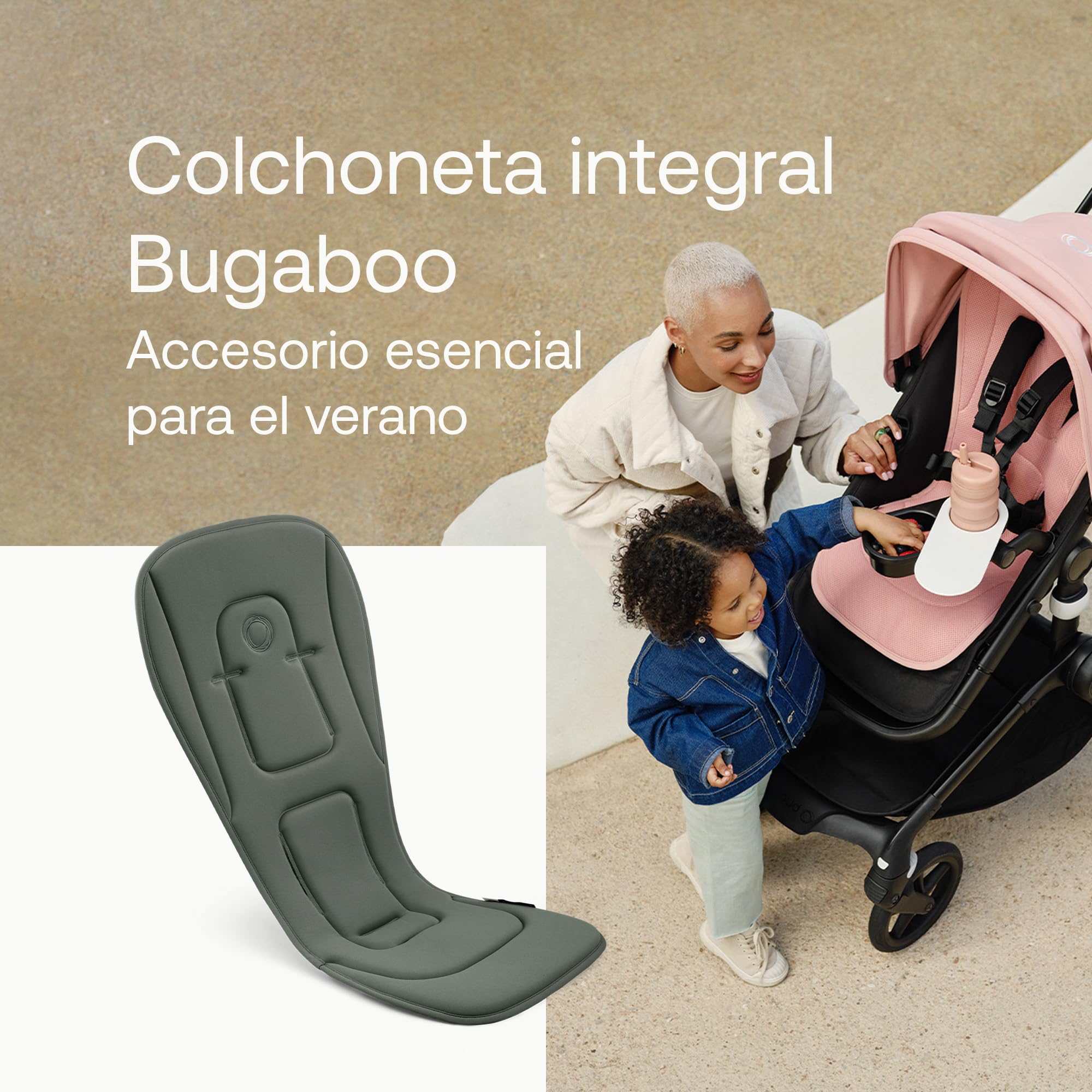 Bugaboo Colchoneta Doble Confort para carritos, Comodidad para todas las estaciones, Ajuste mejorado, Compatible con todos los carritos Bugaboo, Reversible, Malla 3D supersuave, Forest Green — view 2