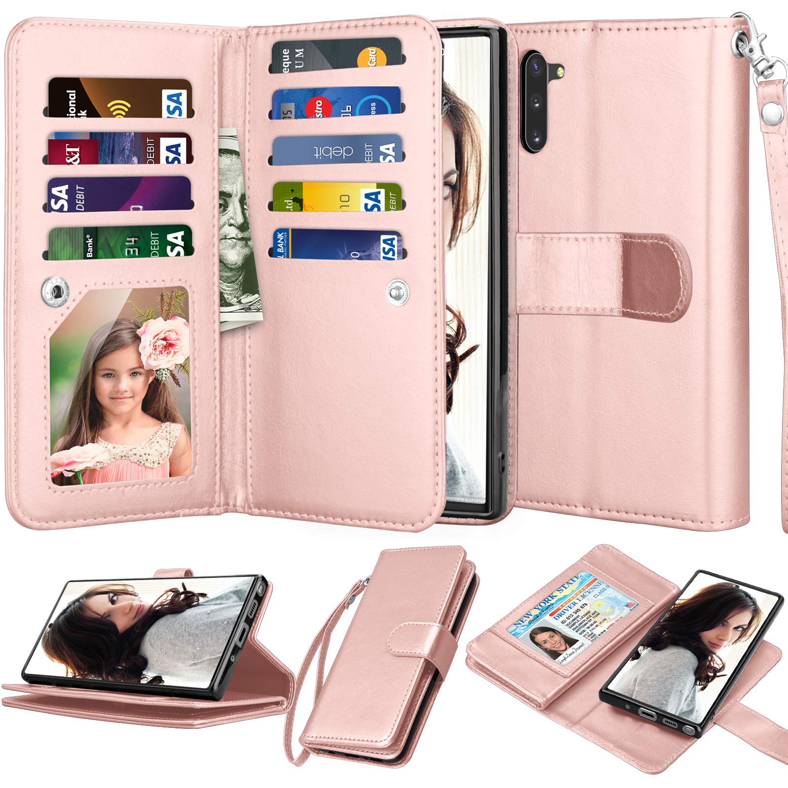 Njjex Wallet Case for Samsung Galaxy Note 10, for Galaxy Note 10 Case (2019), [9 Card Slots] PU Leather ID Credit Holder F...