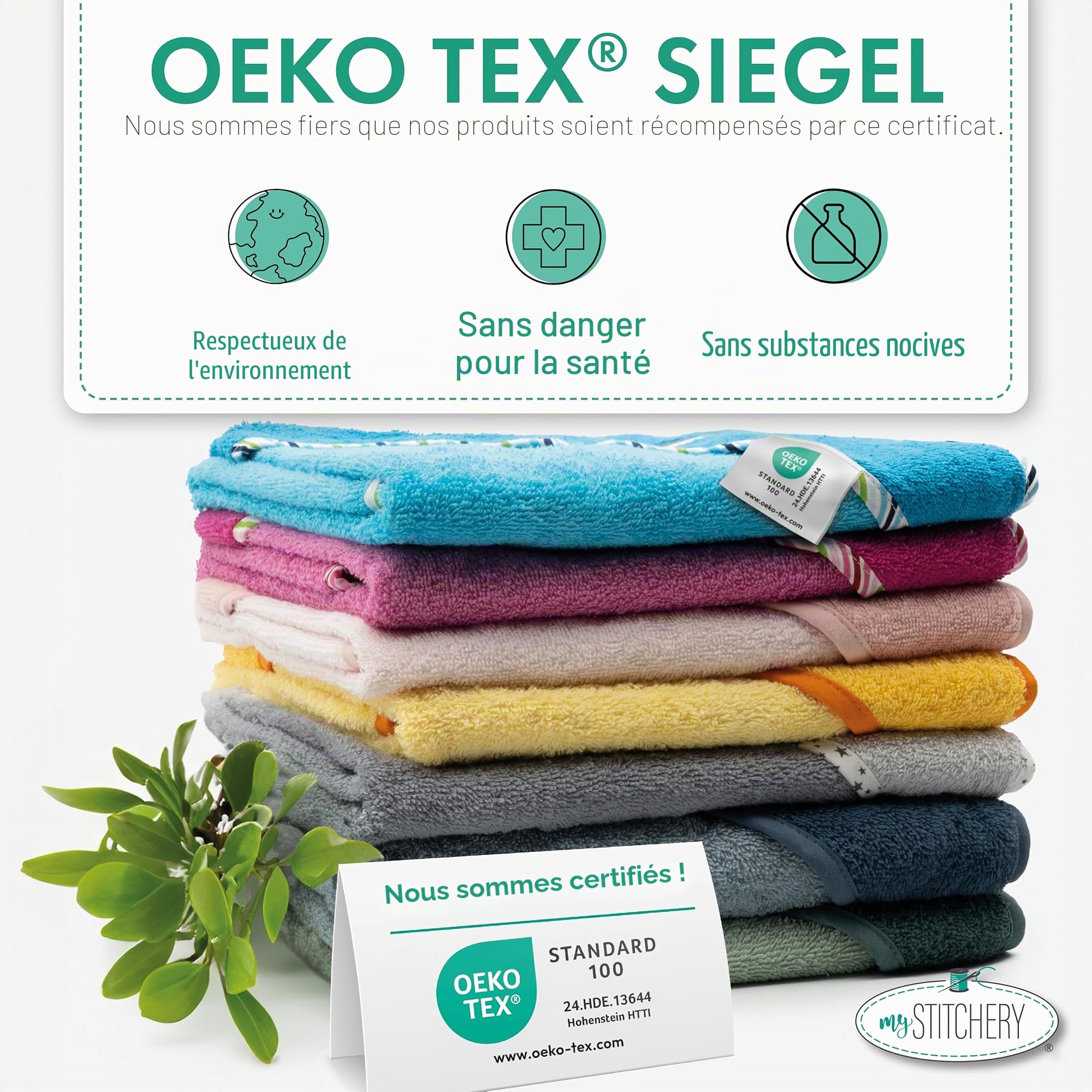 Poncho de bain pour enfant avec nom brodé, certifié Oeko-TEX® Standard 100, serviette à capuche personnalisée en pur coton avec nom et motif brodés (pétrole)