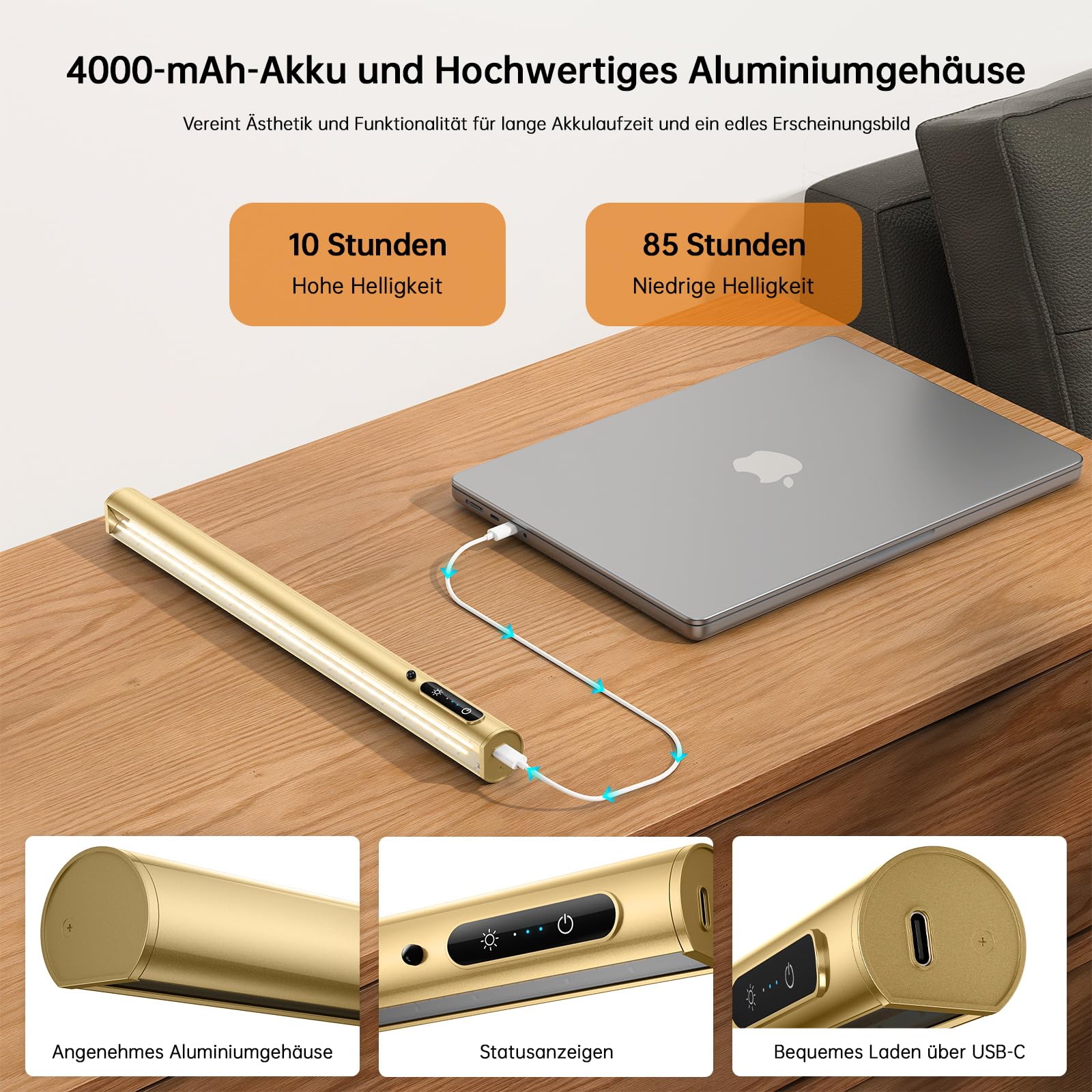 2 Illuminazione per quadri in alluminio senza fili, ricaricabile. Lampada per quadri senza fili con telecomando, dimmerabile. Applique da interno con batteria integrata, 3 temperature di colore timer