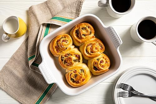 Miniatura 5 de Le Creuset Stoneware Heritage - Plato cuadrado, 3 cuartos de galón (9 pulgadas), verde azulado oscuro