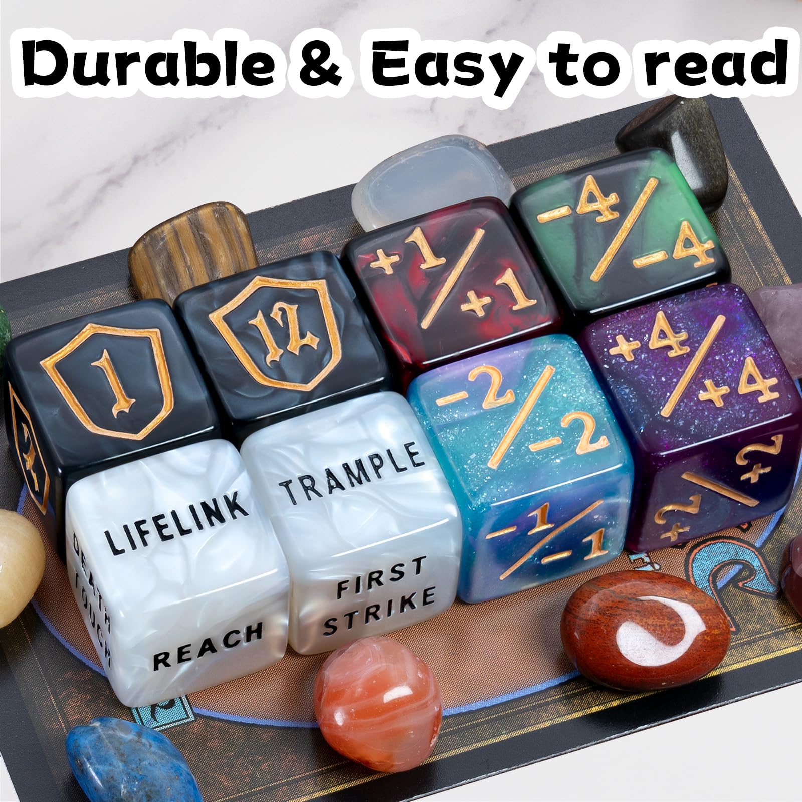 Amazon.com: 68 Pieces MTG Dice Counters Set, Plus 1 Life Counter Ability  Keyword Shield Token with Spindown Dice & D20 for MTG, Magic Cards Gaming  Accessories : Toys & Games