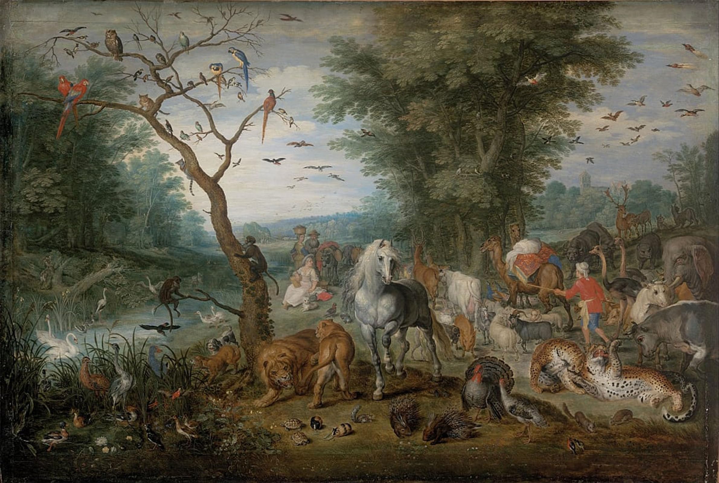 POSTERIIk Vintage Art Print Images Pictures Print Paradise Landscape with Animals by Jan Brueghel the Younger Modern Colour Posters for Office Home Decor 60x90cm