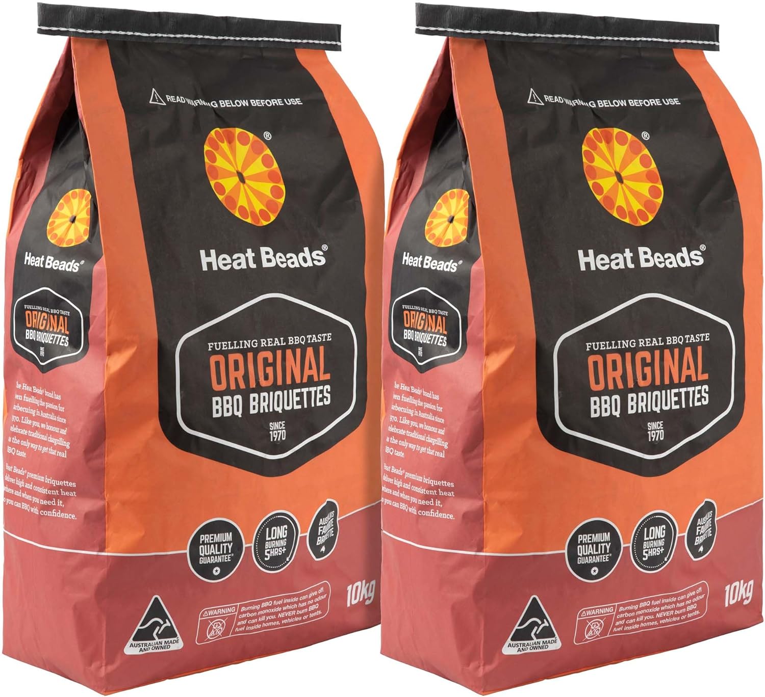 Heat Beads 10kg Briquettes (Long Lasting Charcoal Briquettes) Amazon