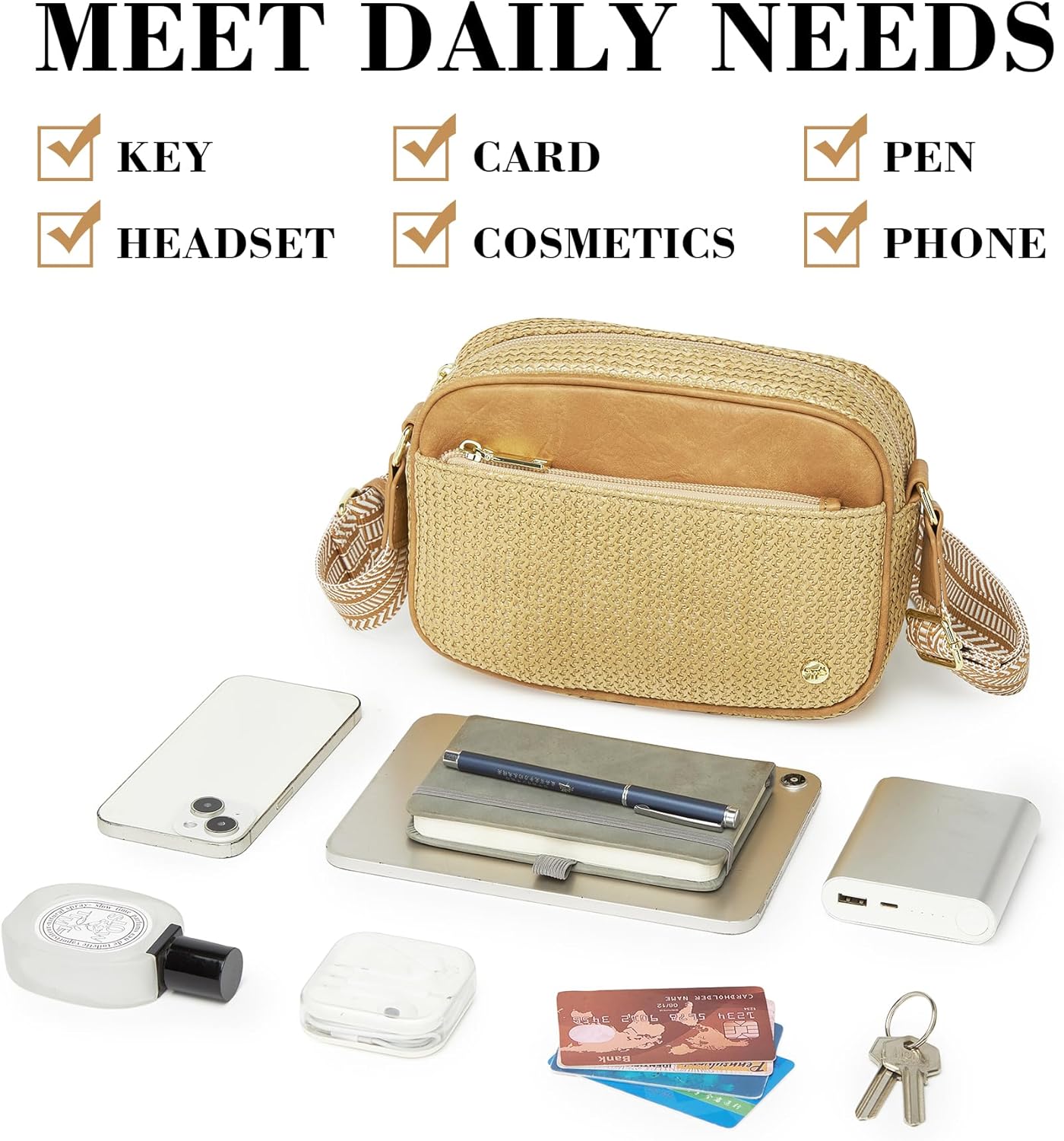 AOCINA Faux Straw Crossbody Bags for Women Summer Purse 2026 RFID Raffia Woven Bag Travel Beach Hawaiian Cruise Essentials - Image 6