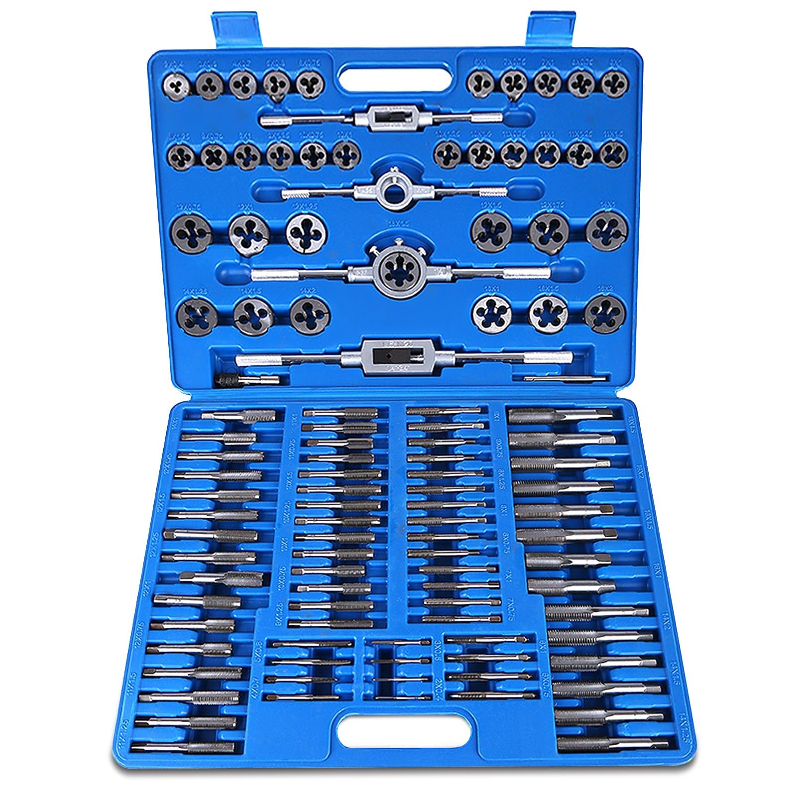 Set di 110 Filiere Maschio e Filiera Matrici M2-M18, Set Maschi e Filiere in Acciaio al Tungsteno Maschi e Filiere con chiave inglese