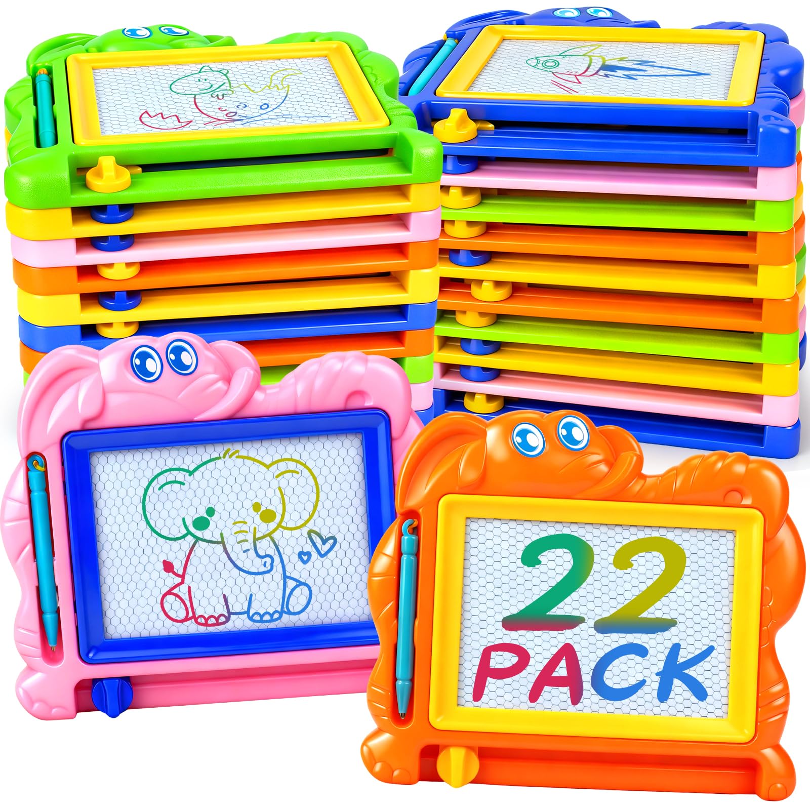 Hymaz 22 Pack Magnetic Drawing Board for Kids, Colorful Doodle Drawing Board for Toddlers 1-3, Erasable Doodle Sketch Tablet Writing Pad for Boys Girls Classroom Rewards Party Favors Easter Gifts