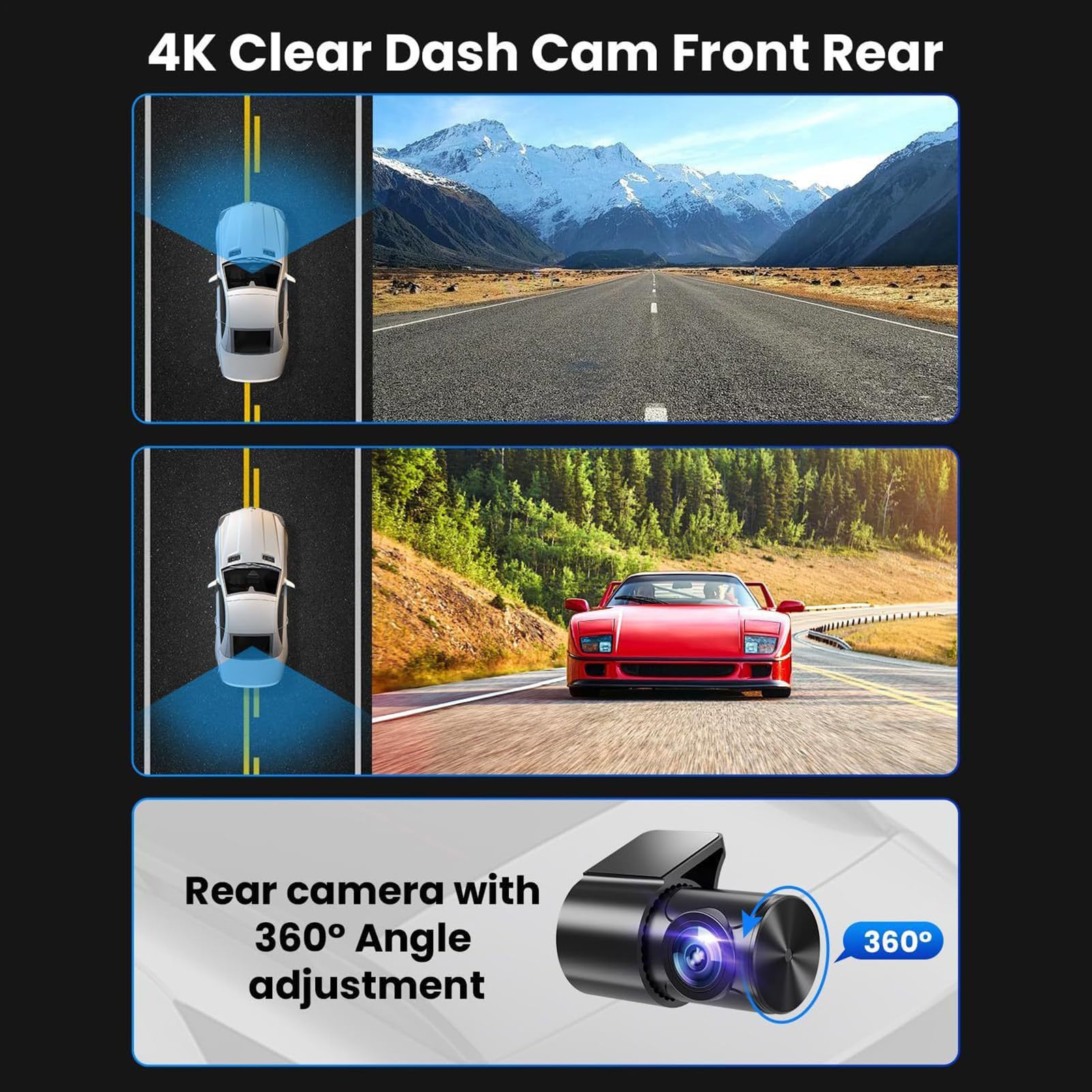 Macchina Fotografica Auto per L E L Posteriore Registratore 4K Visione Guida senza | Telecamera di Registrazione 1080P E Posteriore Per Veicolo Camion Parcheggio Guida E