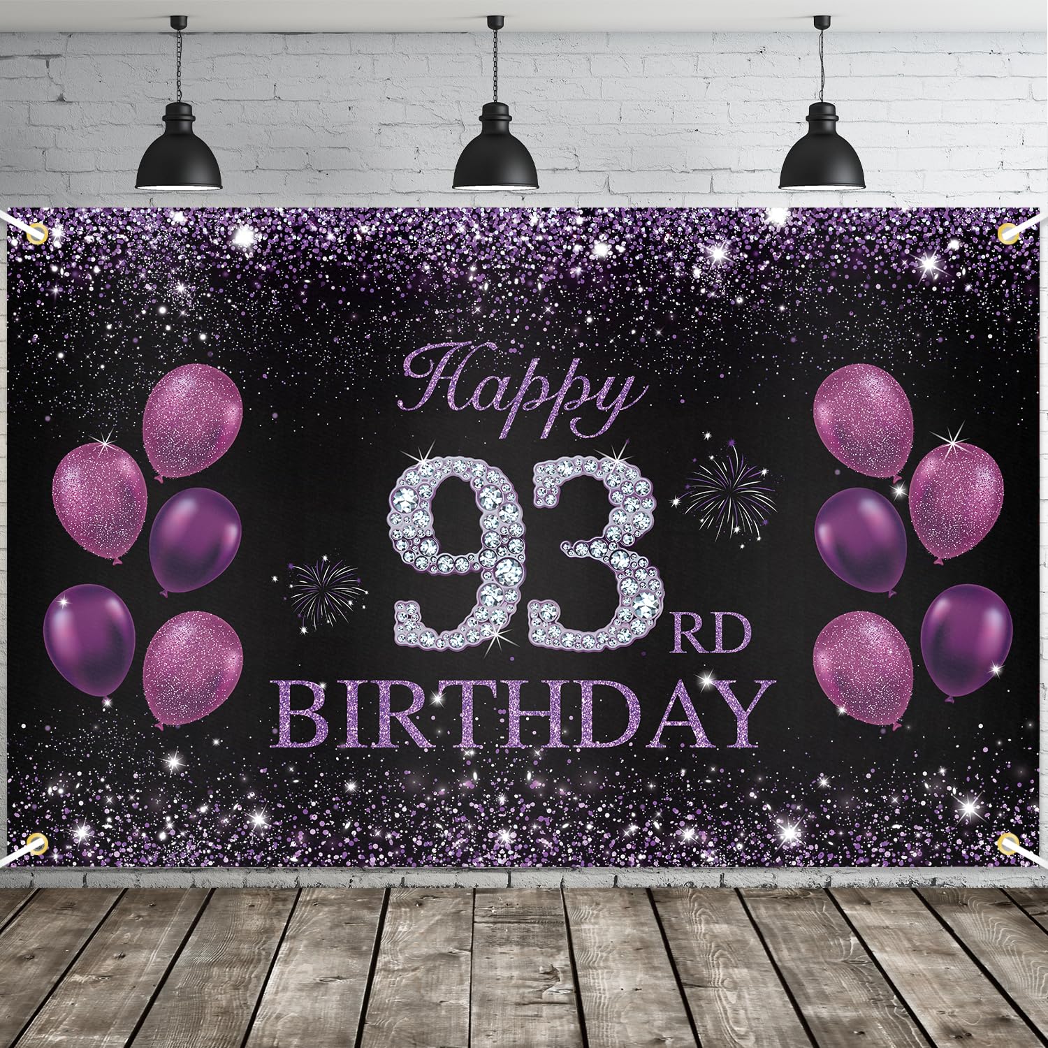JOYKY Purple 93rd Birthday Banner, 70.8 x 45.2 Inches, Text-Based, Indoor/Outdoor