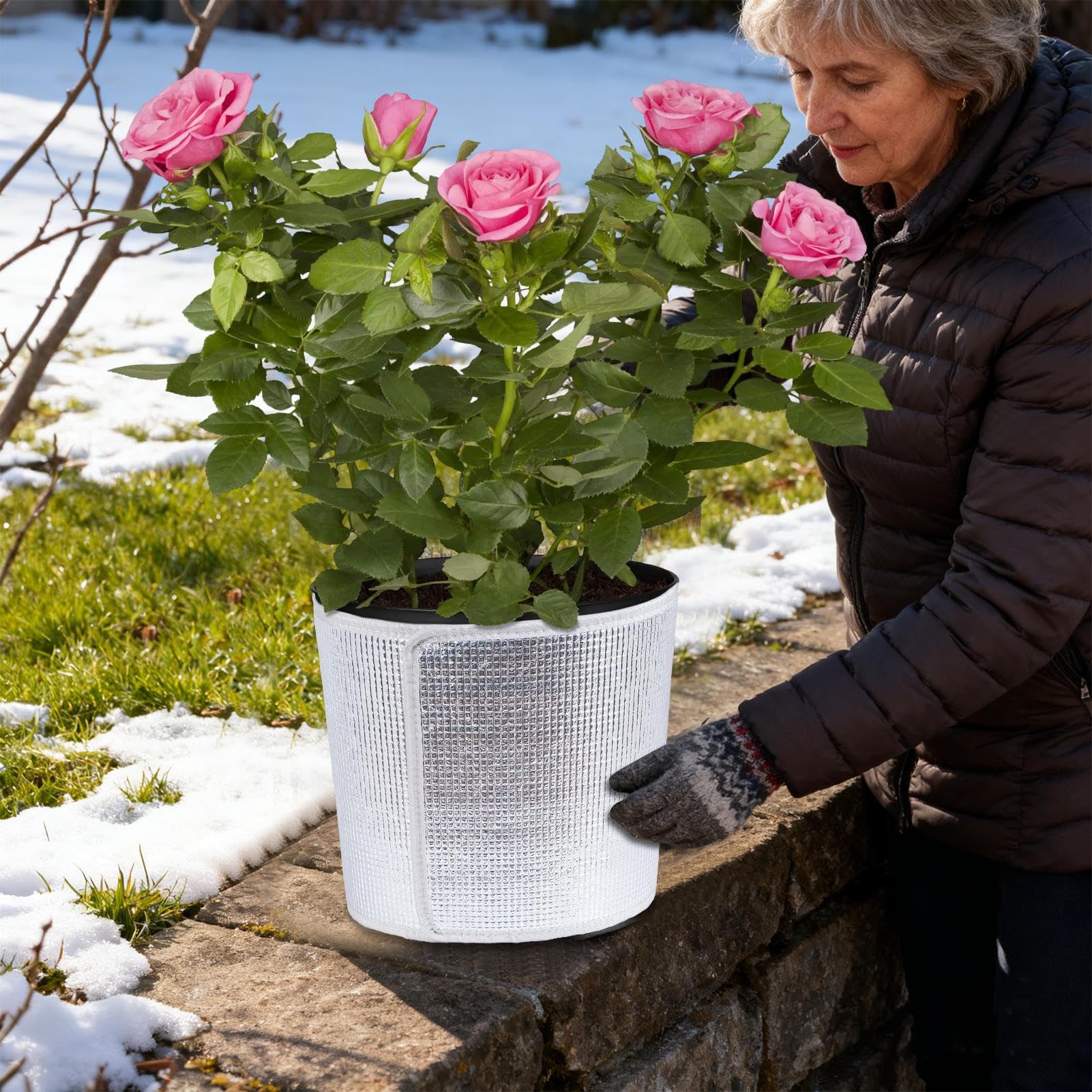 Coperture protettive invernali per vasi di piante, 5 guaine antigelo di protezione per arbusti, copertura antigelo per piante in vaso, per giardino cortile balcone esterno