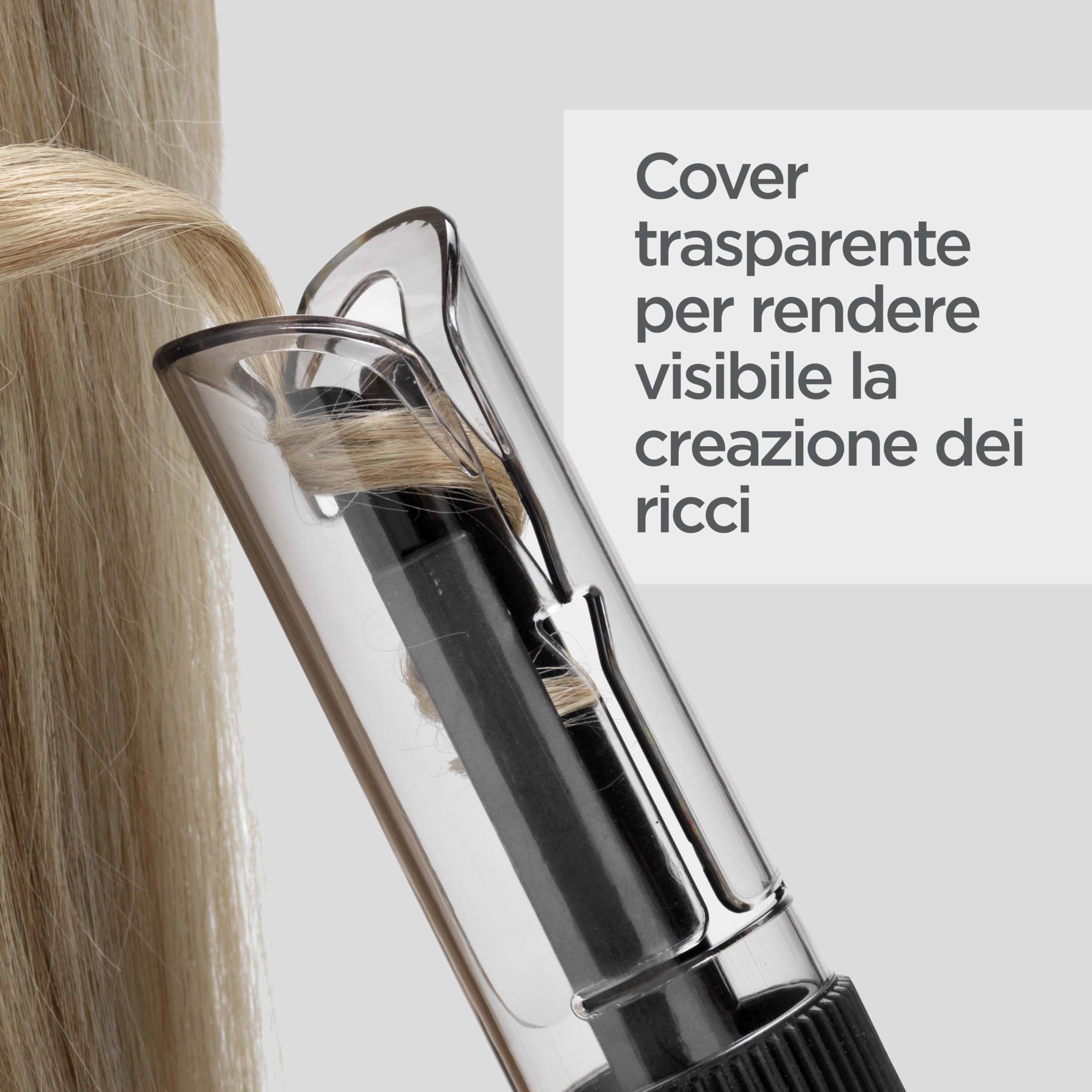 BaByliss Curl Secret Lite, Arricciacapelli automatico, look mossi facili da realizzare, 5 impostazioni di temperatura fino a 210°C, Nero e Rose Gold, C1031E