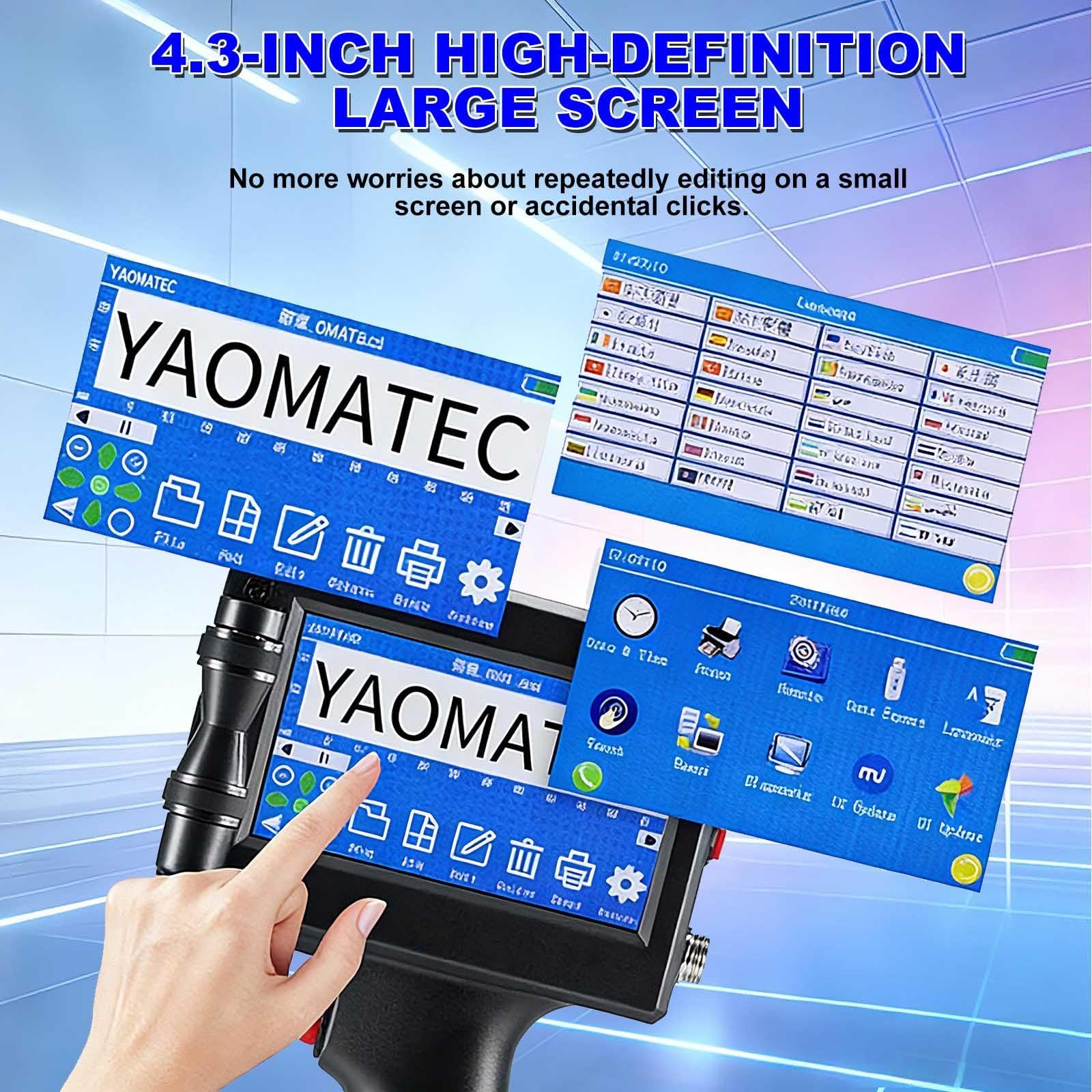 Impresora De Inyección De Tinta Portátil Mejorada | Impresora De Mano Portátil Con Pantalla Táctil De 4,3 Pulgadas, Adecuada Para Cartón/Metal/Plástico/Cerámica/Madera/Textil (Admite 28 Idiomas).