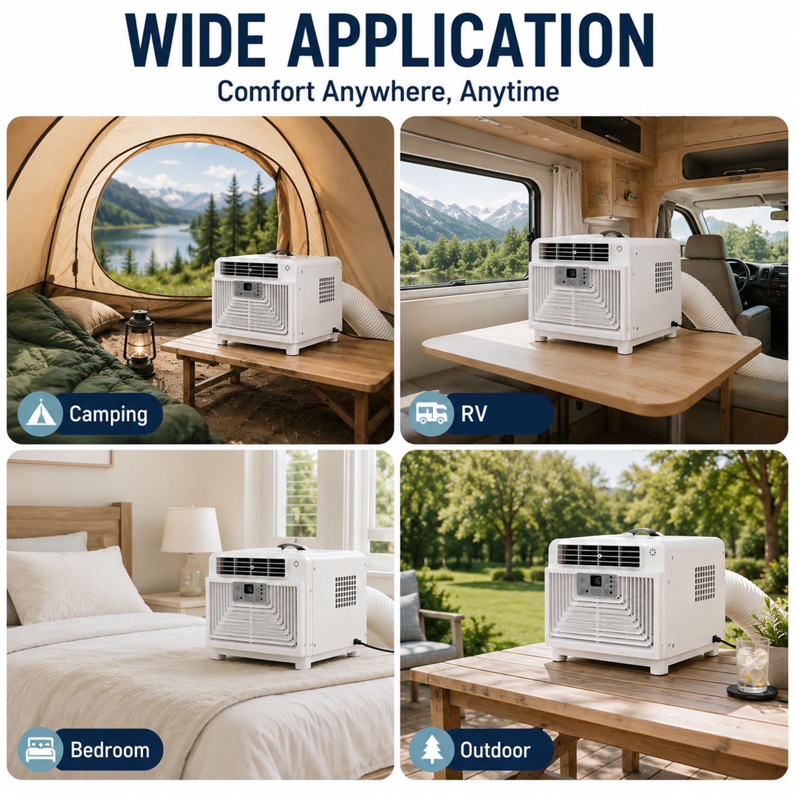 Aire Acondicionado Portátil Para Camping, Mini Aire Acondicionado De 3400 Btu, Unidad De Aire Acondicionado Silenciosa De Baja Potencia De 300 W Sin Ventana Para Tiendas De Campaña, Caravanas