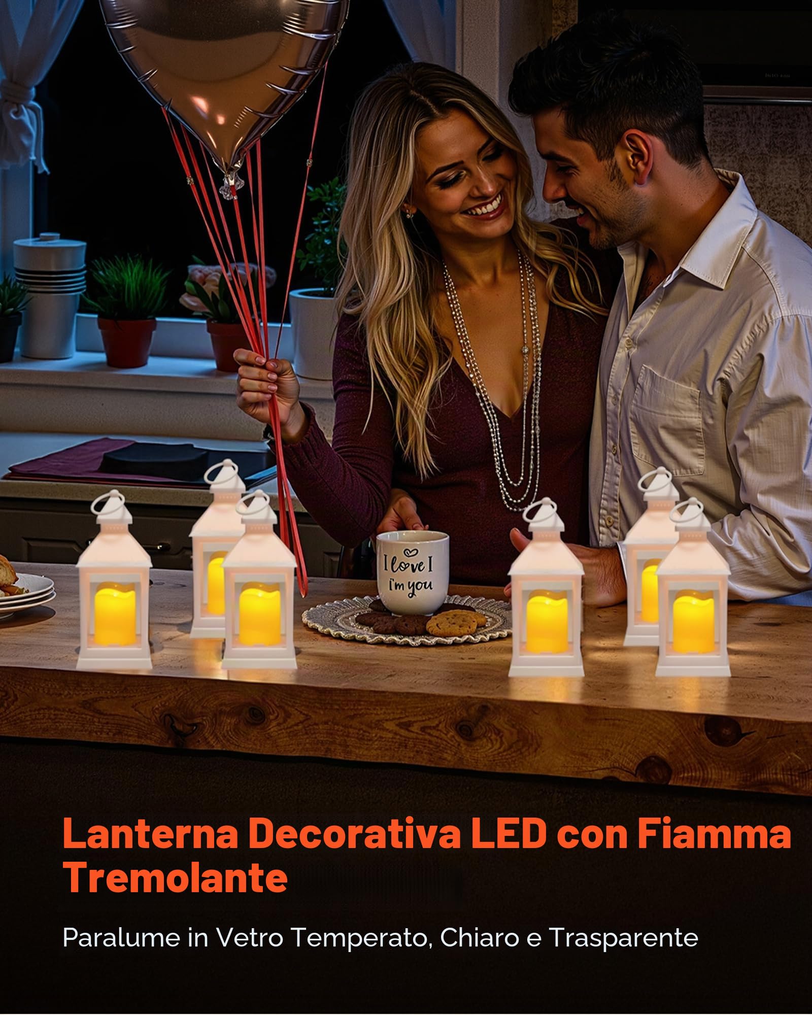 VEVOR Lanterne Decorative a Forma di Candela, Candele Elettriche a LED Senza Fiamma, Portacandele in Plastica con Vetro, Lanterne da Parete, per Tavoli da Matrimonio, Feste, Bianco 12 Pezzi