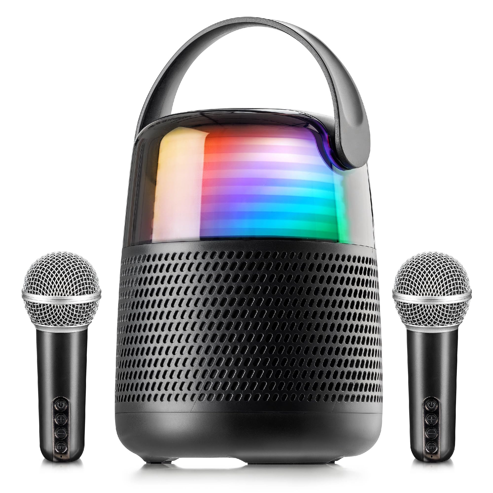 Mi-Mic Kids Bluetooth Karaoke Machine with LED Lights, Wireless Microphones, Portable Bluetooth Speaker for Kids, Light Up Sing Along Karaoke Set