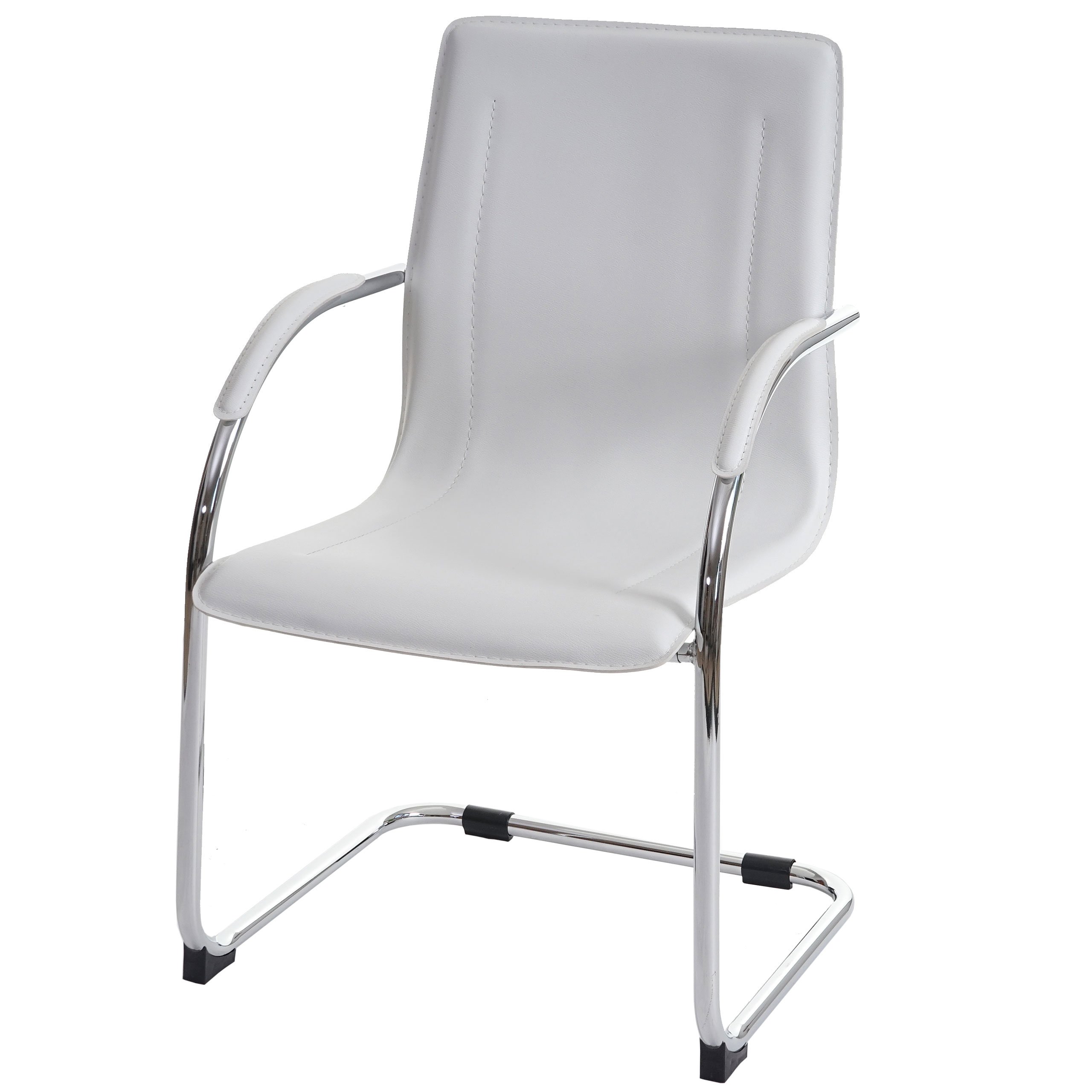 PROREGAL 2er-Set Konferenzstuhl Sammy HxBxT 93x56x56cm Sitzhöhe 47cm Besucherstuhl Freischwinger Weiß Wartezimmer Büro