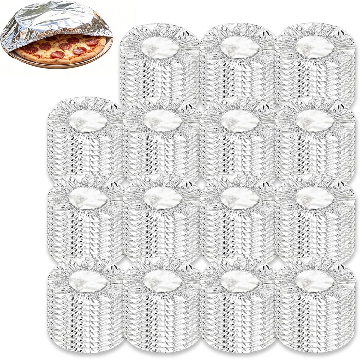 150PC Reusable Aluminum Foil Food Covers, Elastic Stretch Food Covers for Bowls, Plates, Dishes. Keep Food Warm & Fresh, Dust-Proof, Reusable Kitchen Lids for Home, Party, Picnic, Restaurant (22CM)