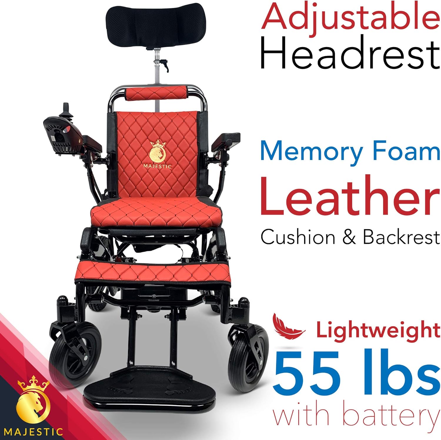 2022 New Lightweight Foldable Wheelchair - Remote Control Electric Wheelchairs Lightweight Foldable Motorize Power Electrics Wheel Chair Mobility Aid with Head Rest (17.5" Wide) : Health & Household