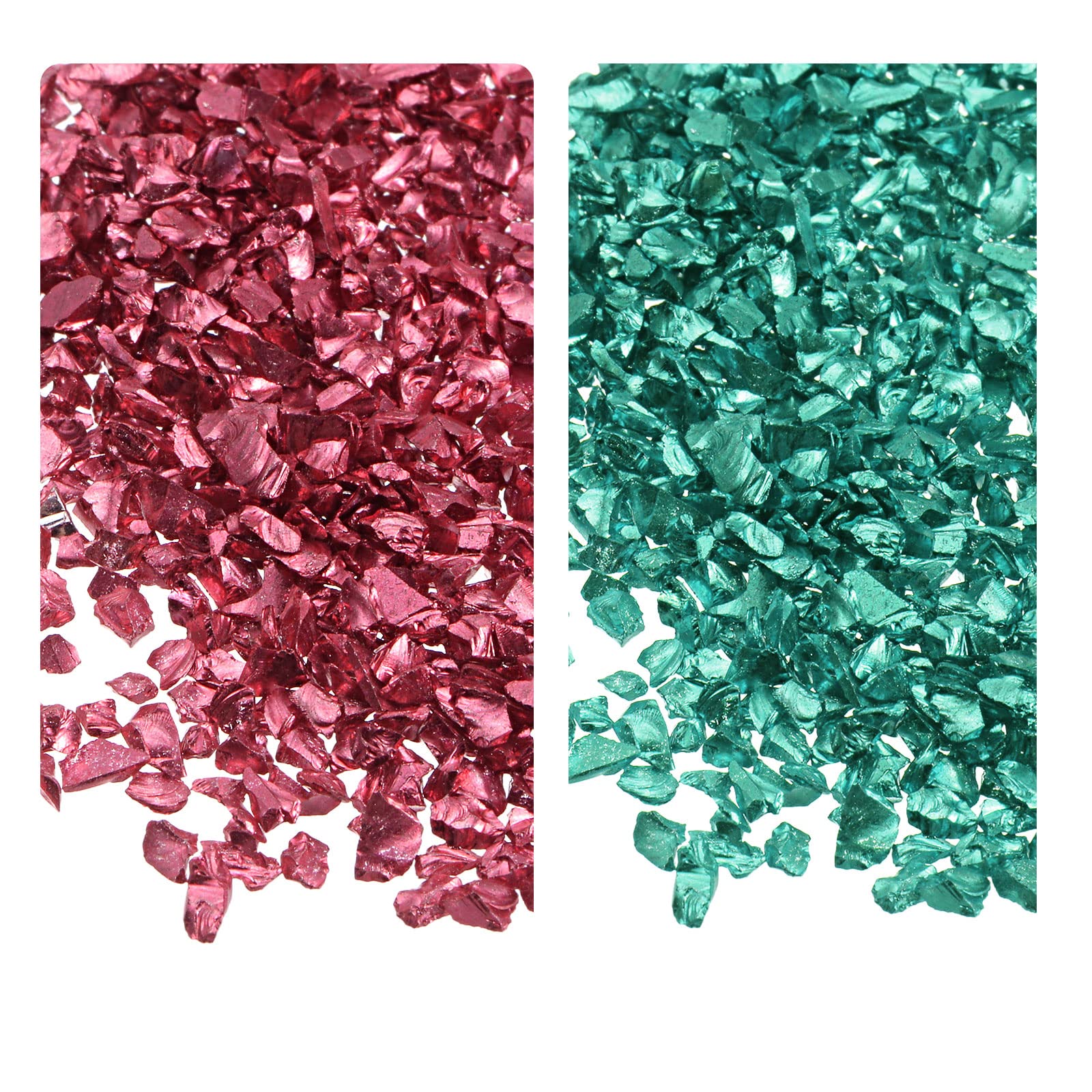 Vidrio triturado para manualidades uxcell de 1-4 mm e irregular set de 28g en rojo y verde oscuro