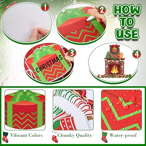 Miniatura 3 de Tatuo 66 piezas de decoración de tablón de anuncios para chimenea de Navidad, fondo de chimenea, recortes para tablones de anuncios para el aula de