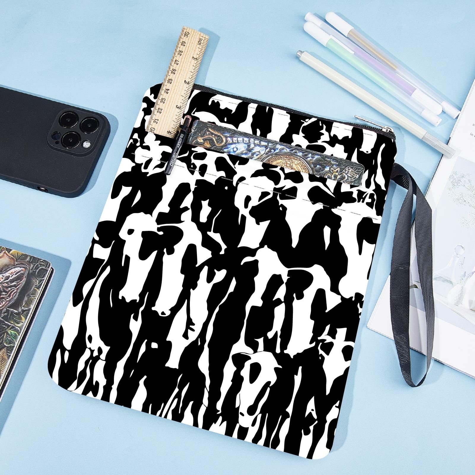 Custodia Per Libri Con Cerniera - Copertina In Tessuto Lavabile Con Tasca, Modello Caffè - Foto 2