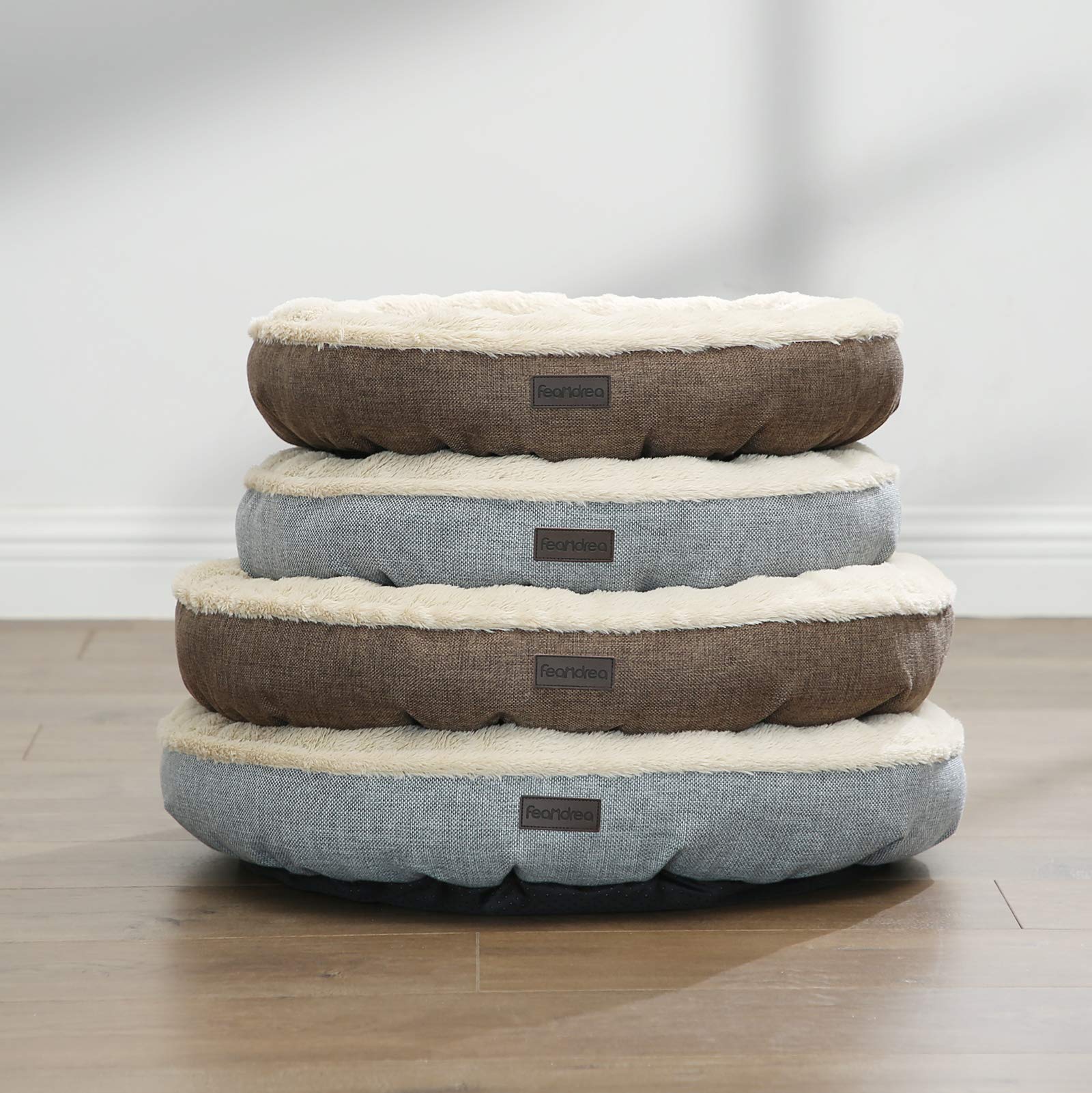 FEANDREA Kosz dla psa, sofa, łóżko dla kotów, okrągły, 65 cm, brązowy PGW65C