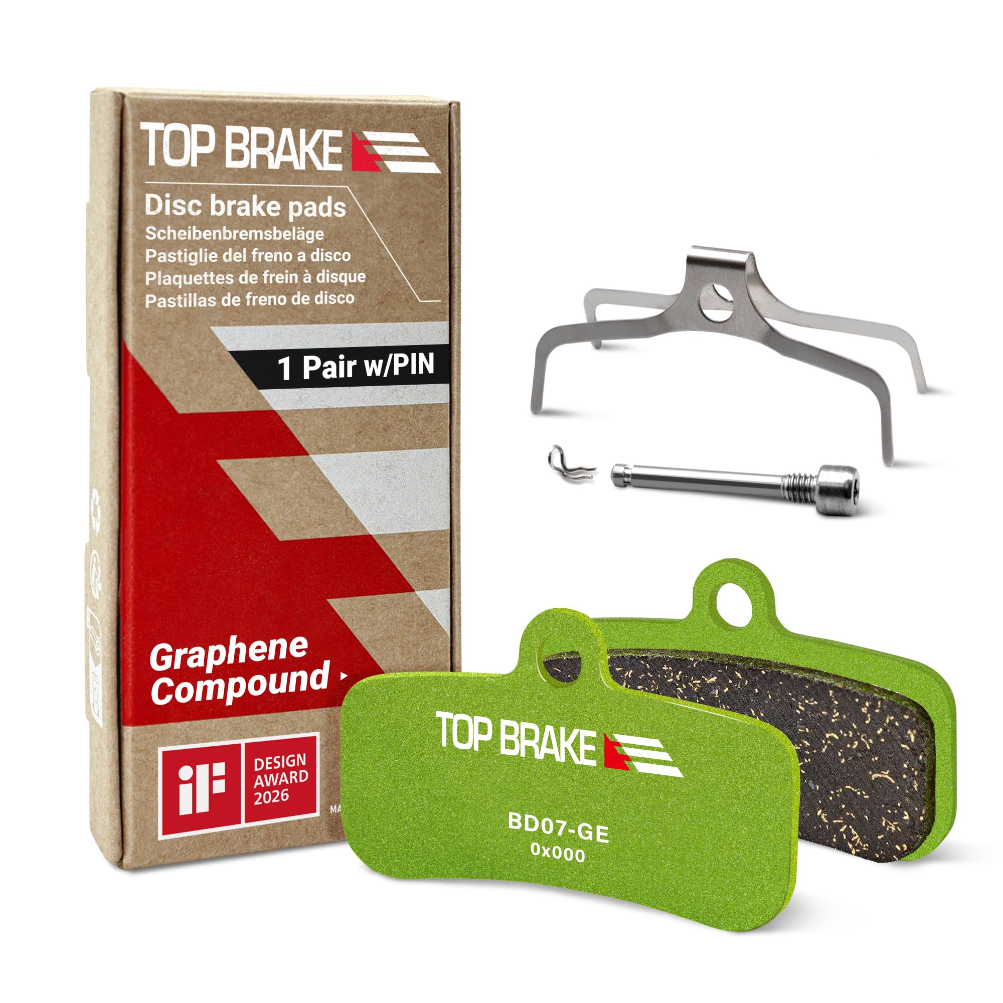 TOP BRAKE Disc Bike Brake Pads Compatible with Shimano 4 Piston Saint BR M810 M820 Deore XT M8020 M8120 Tektro TRP| Graphene Compound, Long-Lasting, Quiet&Smooth| MTB eMTB Downhill Enduro Race| Green โ image 1