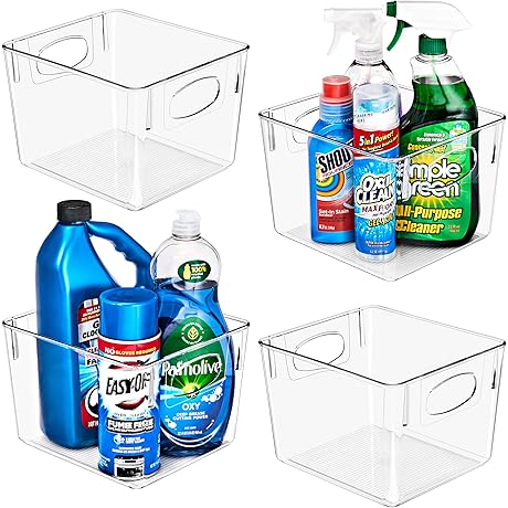 Sorbus Clear Plastic Storage Bins (4-Pack)