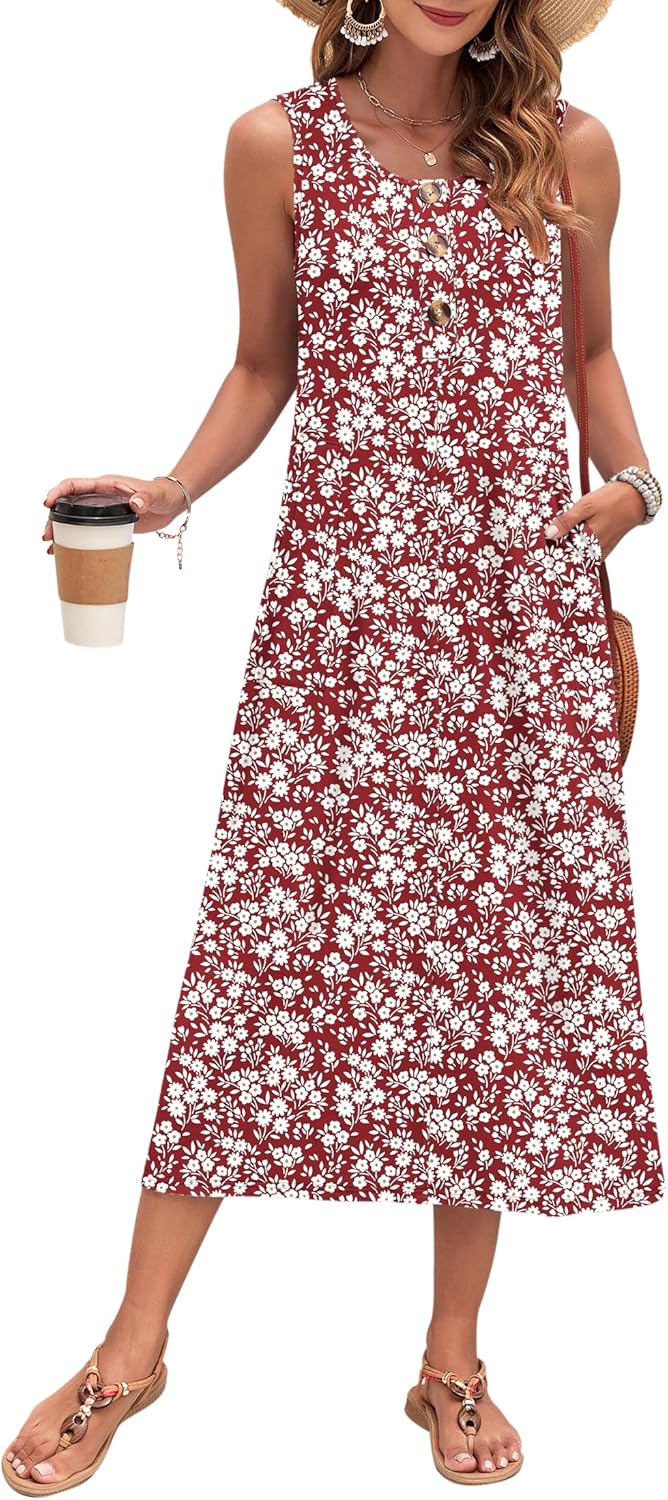 MOLERANI Women's Summer Maxi Dress 2026 Sleeveless Button Down Casual Loose Long Beach Sundress Travel Vacation Outfits - Image 2