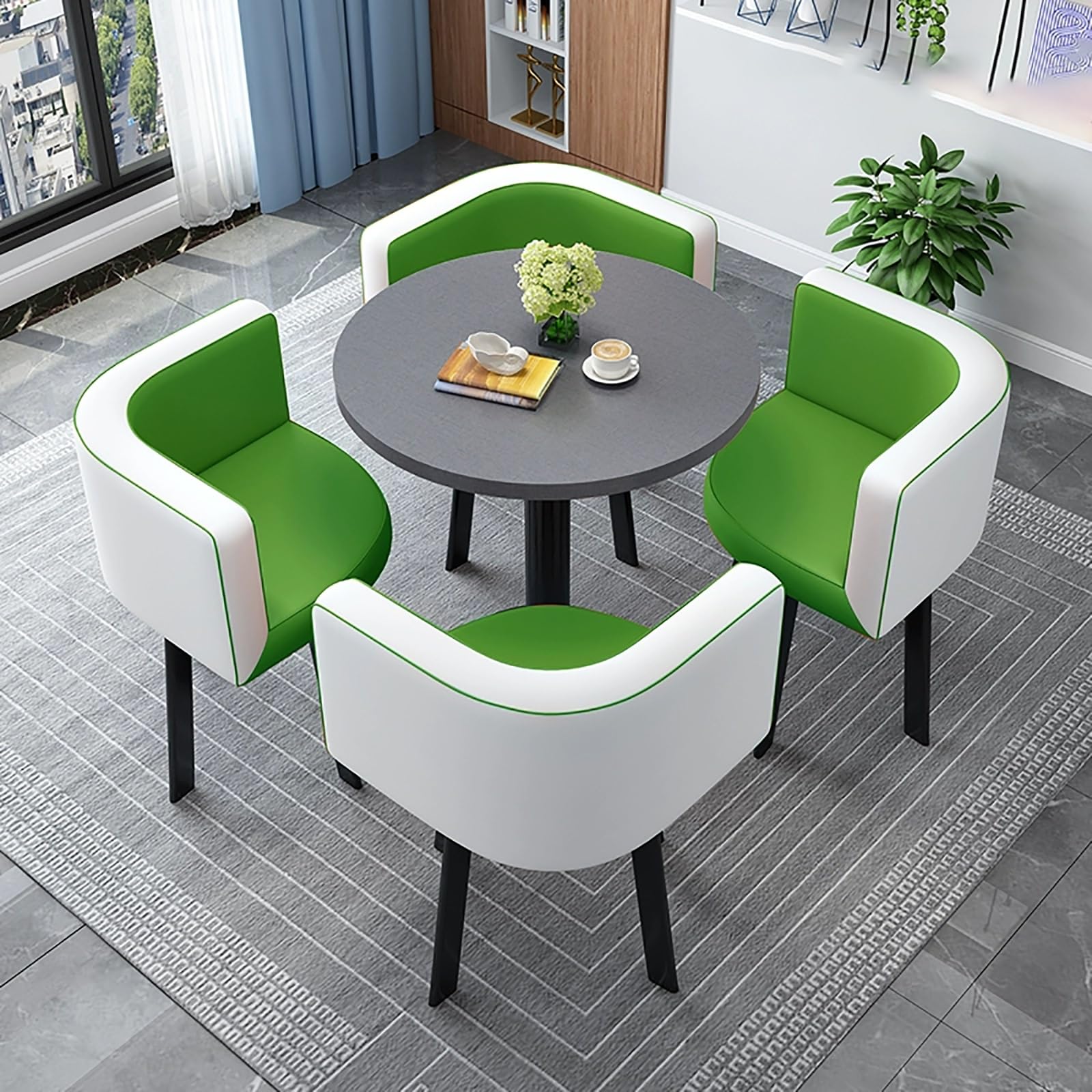 AYCDL Round Dining Table Set for 4 with Chairs - for Coffee Shops Milk Tea Shops or Living Rooms - Stylish Conference Coffee Table,StyleO