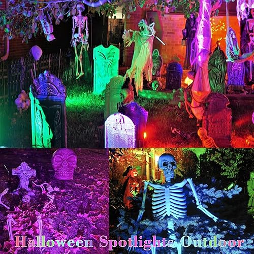 Miniatura 9 de Focos de Navidad de Halloween para exteriores focos RGBW enchufables de 120 V, control remoto de 16 colores cambiantes, impermeables, luces LED para