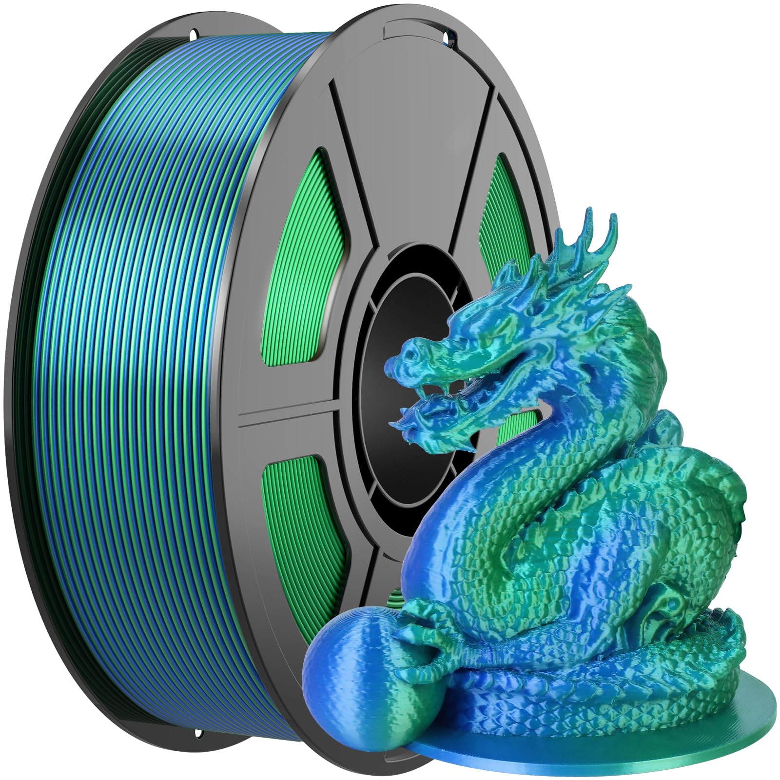 Blue Green Dual Colors PLA 1.75mm 1kg, Tangle-Free 3D Printing Filament