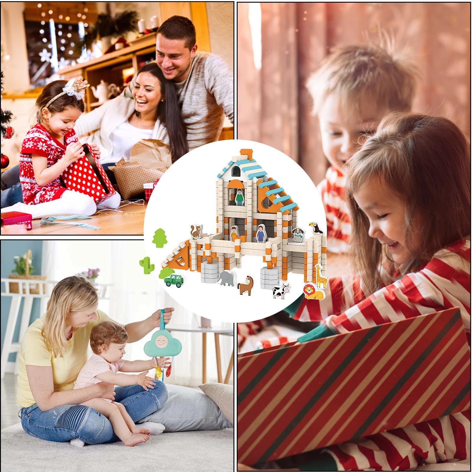 Bunte Holzbausteine für Kleinkinder, unterhaltsam und sicher für Kleinkinder, Reisepädagogie für Babys, die das Erwachen und die kognitive Entwicklung, die Feinmotorik fördern und sie erkennen