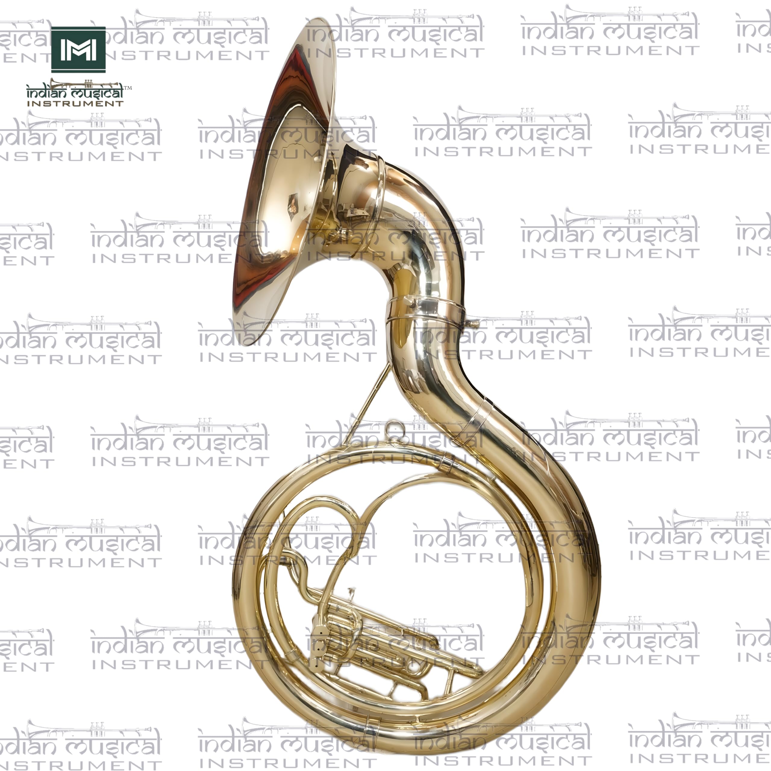 Indisches Musikinstrument Chrom Finish 61 cm King Size Sousaphon Messing BB Big Bell Tuba mit Mundstück und Tragetasche (Gold)