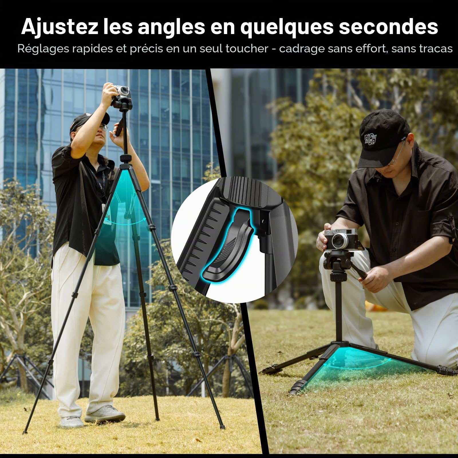 SMALLRIG Trépied pour Appareil Photo AP-21 71" (180 cm), Trépied de Voyage pour iPhone, pour Canon, pour Nikon, avec Clip pour Téléphone, avec Pieds à Verrouillage Rapide, Charge Max 5 kg - 5351