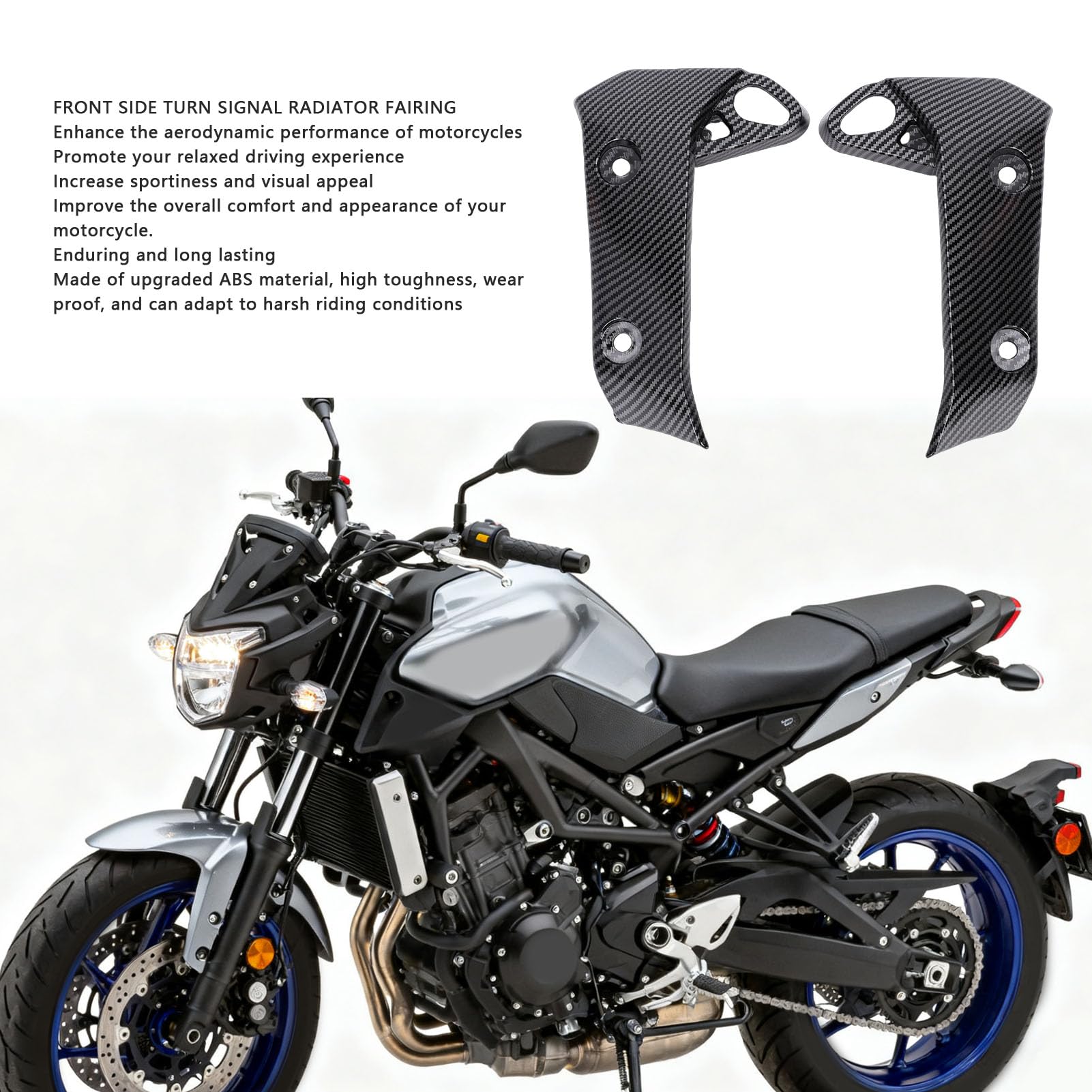 Yctze Carénage de Radiateur de Clignotant Latéral, Remplacement de Haute qualité pour MT-07 2017-2020, avec Couvercle de Protection Distinctif, Idéal pour l'amélioration du Style de Moto