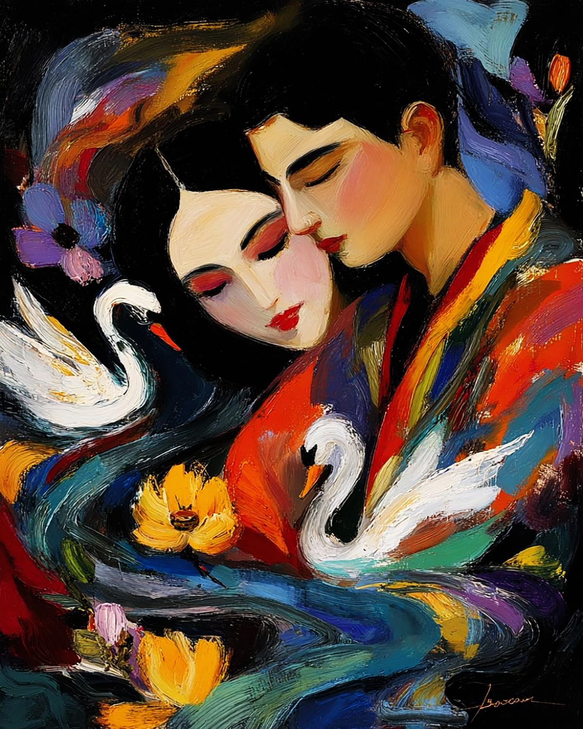LIUBAISHI Paint by Numbers for Adults – 16"x20" | DIY Wall Art Decor Kit, Relaxing Hobby Set, Complete Painting Kit with Acrylic Paints and Brushes-Swan Love Language