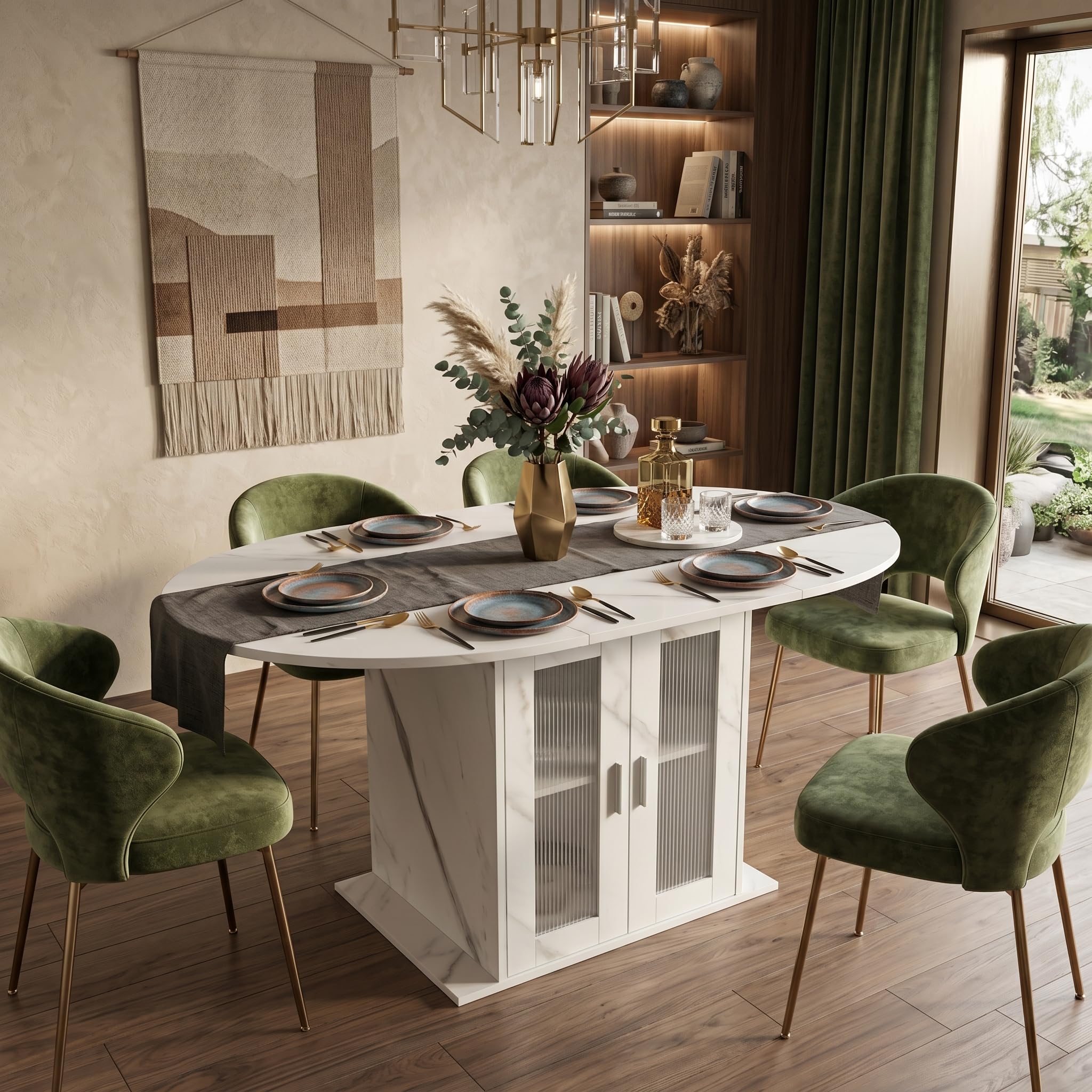 Tavolo da pranzo allungabile con spazio di archiviazione, 100 a 140 cm, tavolo da cucina allungabile, ovale, rotondo con spazio di archiviazione, per un piccolo frigorifero, tavolo da pranzo per