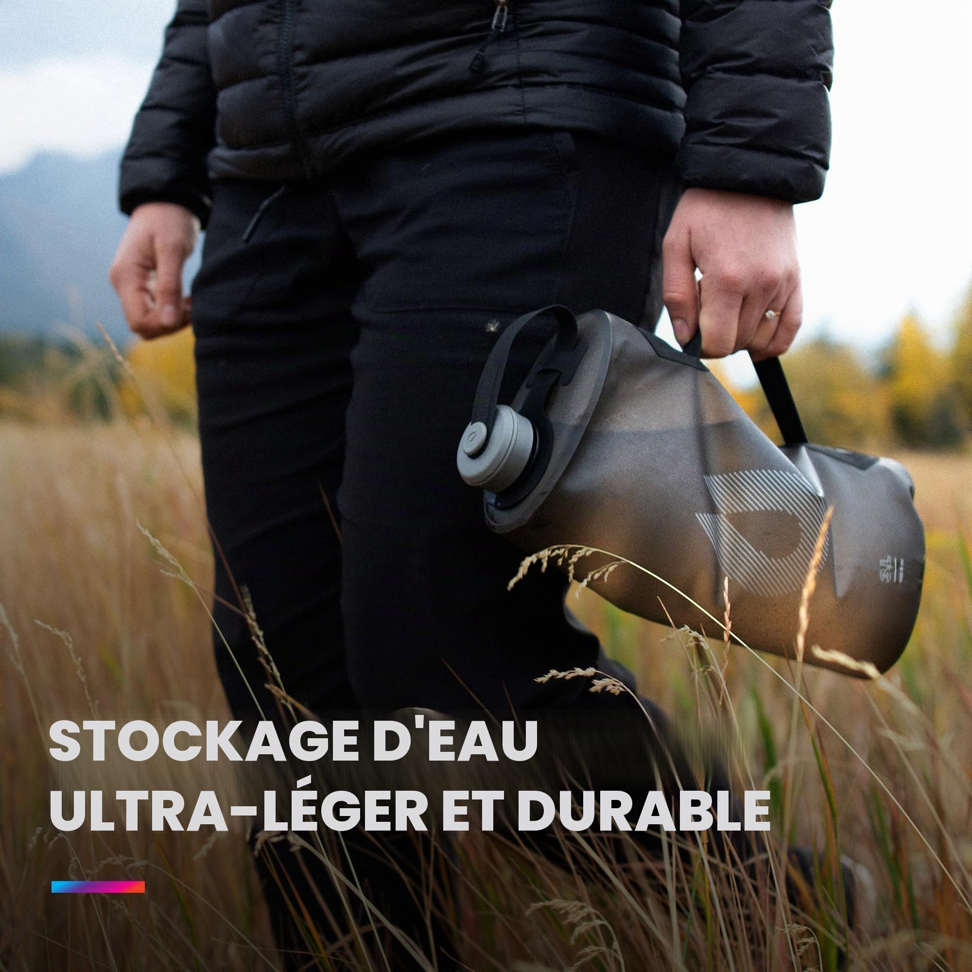 HydraPak Seeker – Stockage d'eau pliable (2 L) – Sac réservoir d'eau pour le camping sans BPA et PVC – Vert Sutro
