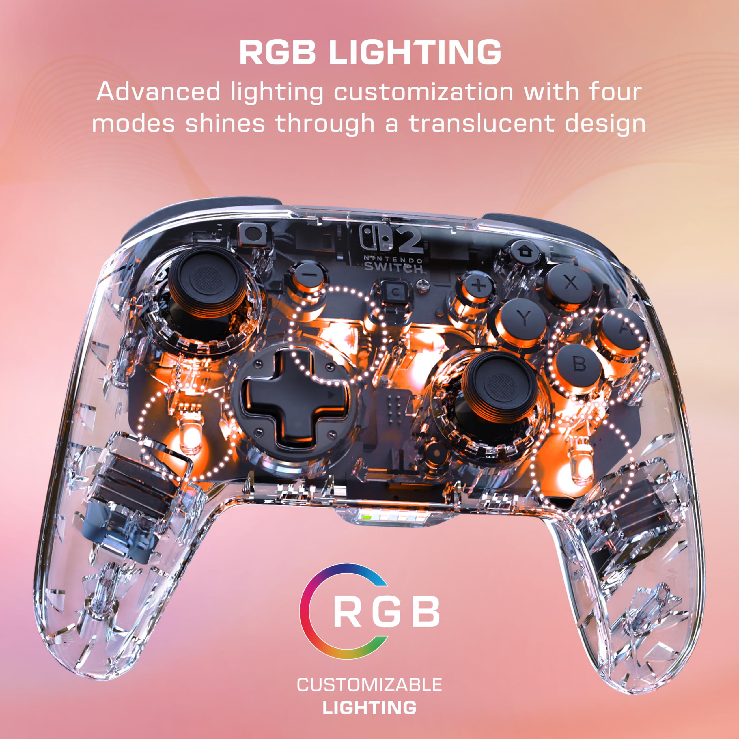 Turtle Beach Afterglow Chiaro Controller da gaming RGB wireless con licenza ufficiale per Nintendo Switch 2