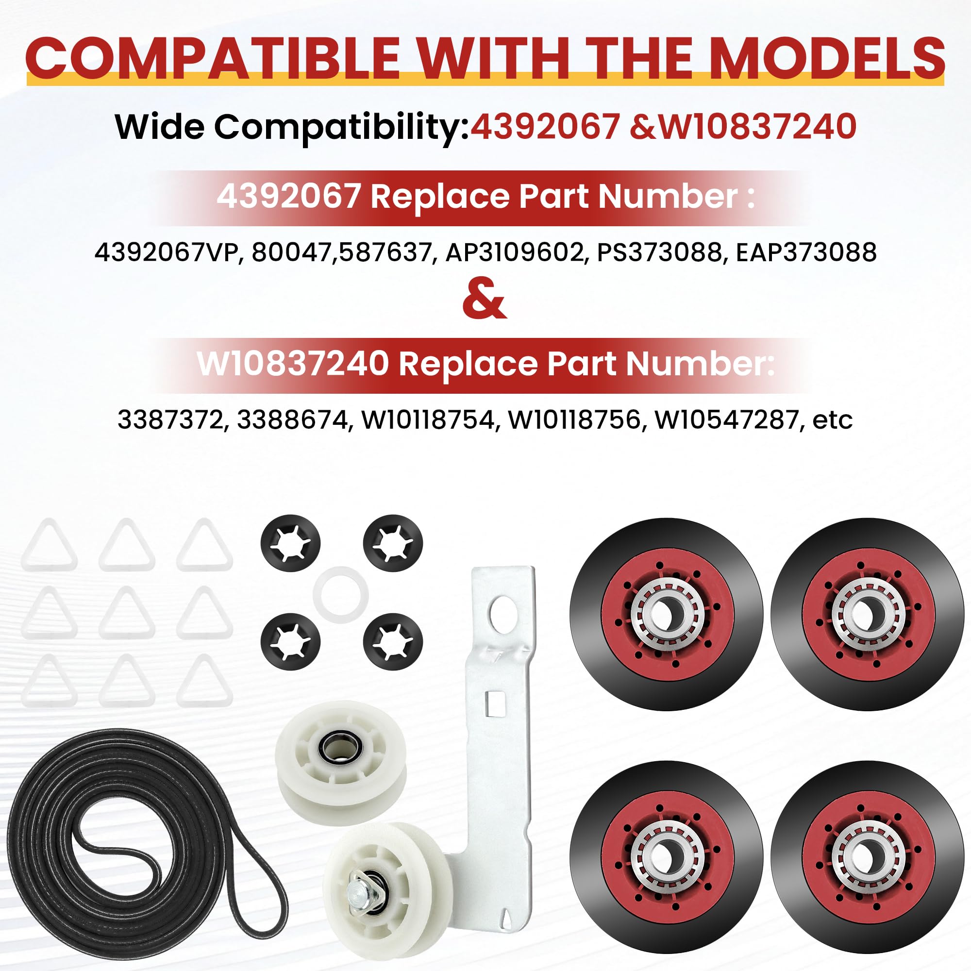 Trockner-Reparatursatz Für Whirlpool – Inkl. Trommelrollen, Riemen & Umlenkrolle (kompatibel Mit Vielen Modellen)
