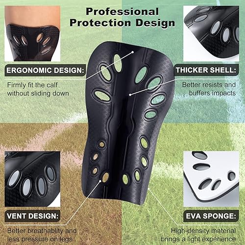 Miniatura 4 de 2 Pairs Soccer Shin Guards for Young Kids Adults, Breathable Shin Guard Sleeves for Boy & Girl Football Games, Protective EVA Cushion for Youth Men