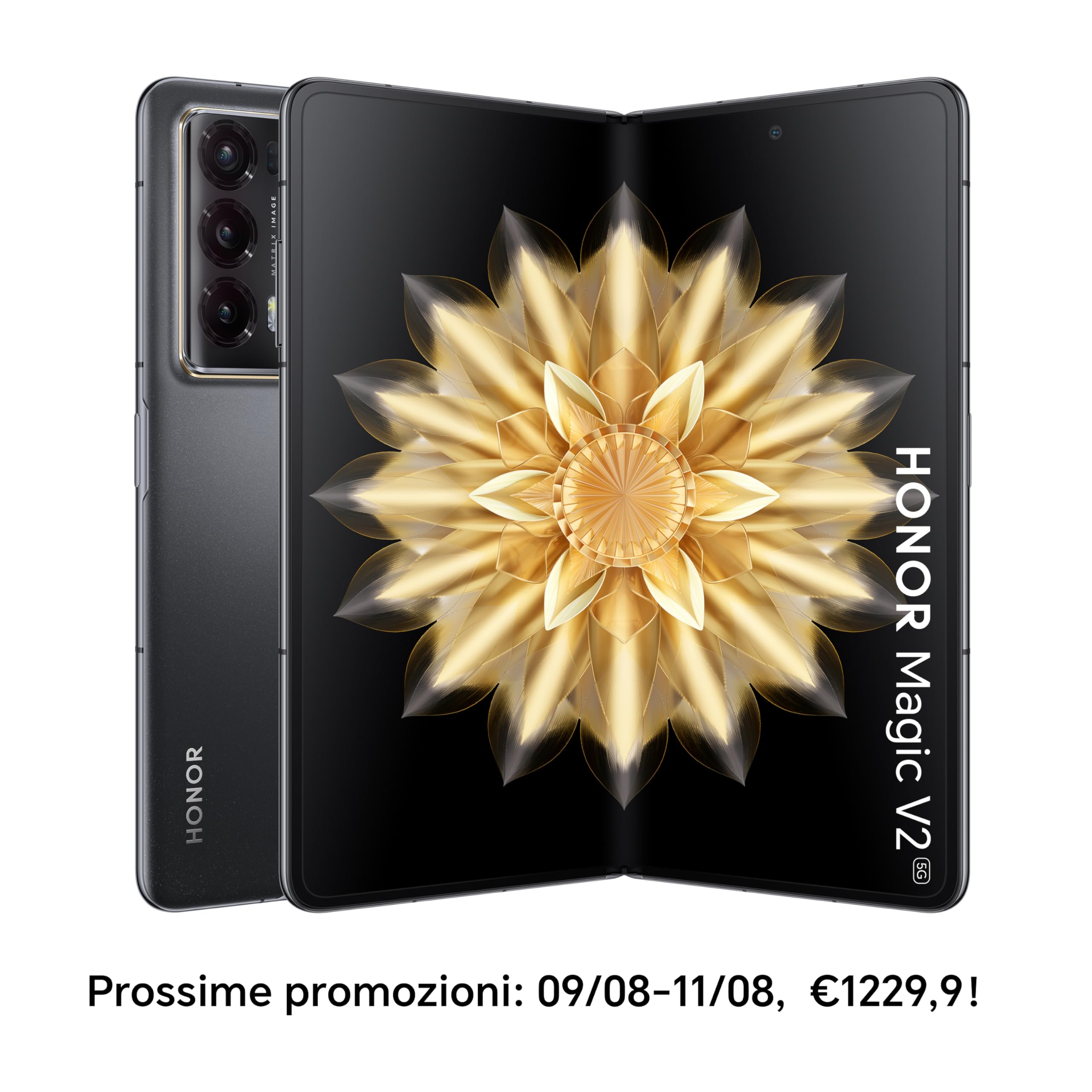 HONOR Magic V2 Smartphone, telefono cellulare 5G, senza SIM, 16+512 GB, schermo OLED pieghevole da 6,43''+7,92'', 5.000 mAh, dual SIM, Android 13, Black