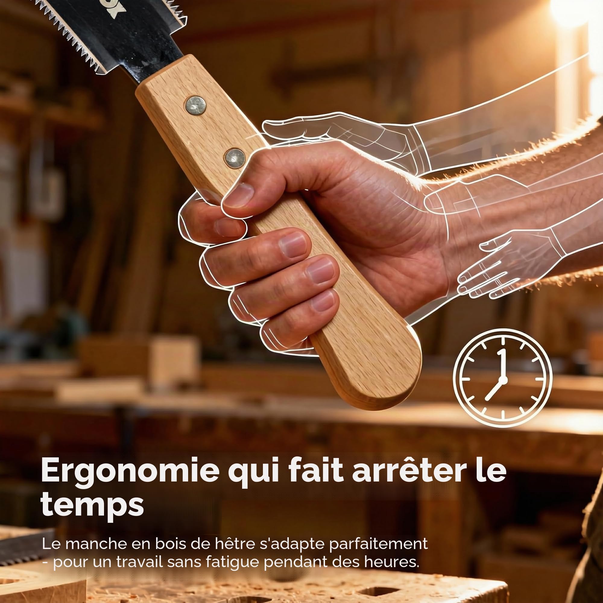 Magicbox Lot de 4 scies à main japonaises pour le travail du bois avec dents fines et poignée en bois, scies à double tranchant et à affleurer pour la coupe du bois de précision, les projets de